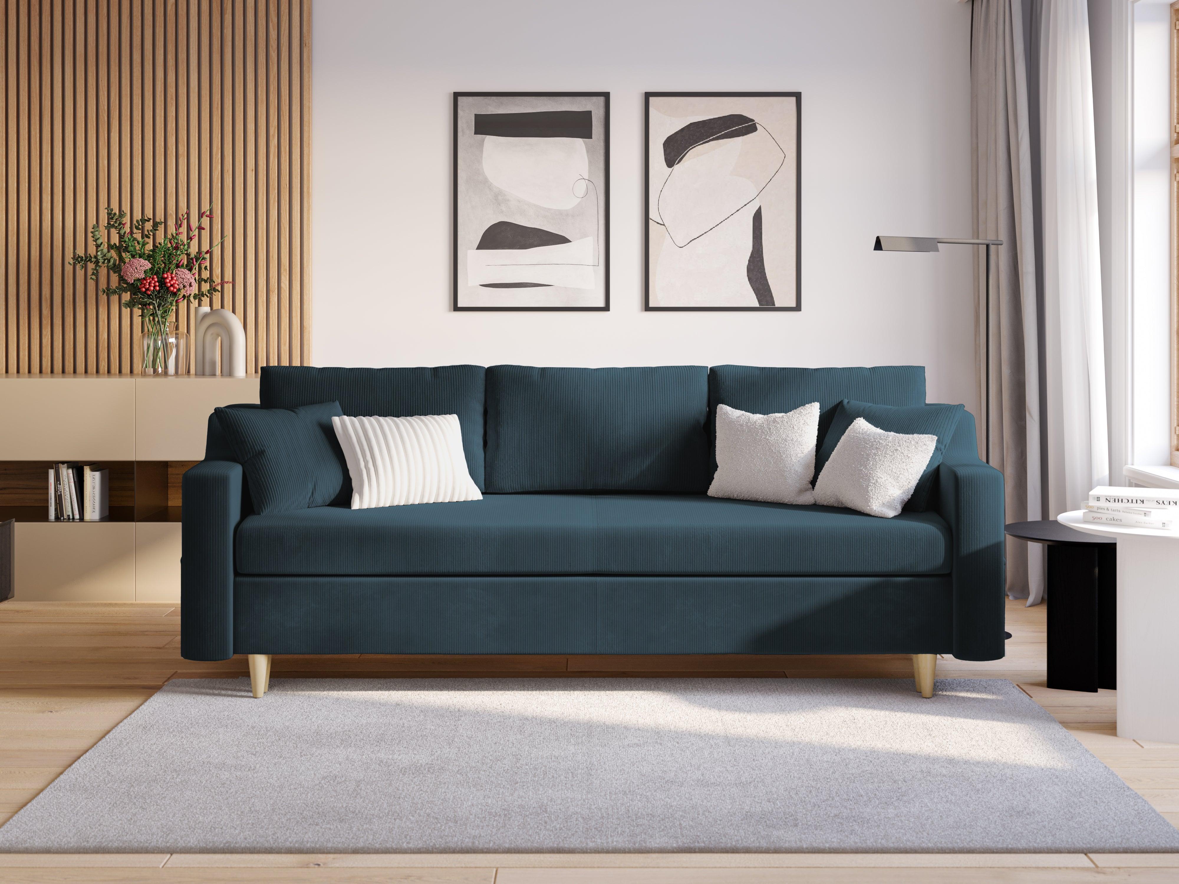 Sofa sztruksowa z funkcją spania ROSE ciemnoniebieski Mazzini Sofas Eye on Design