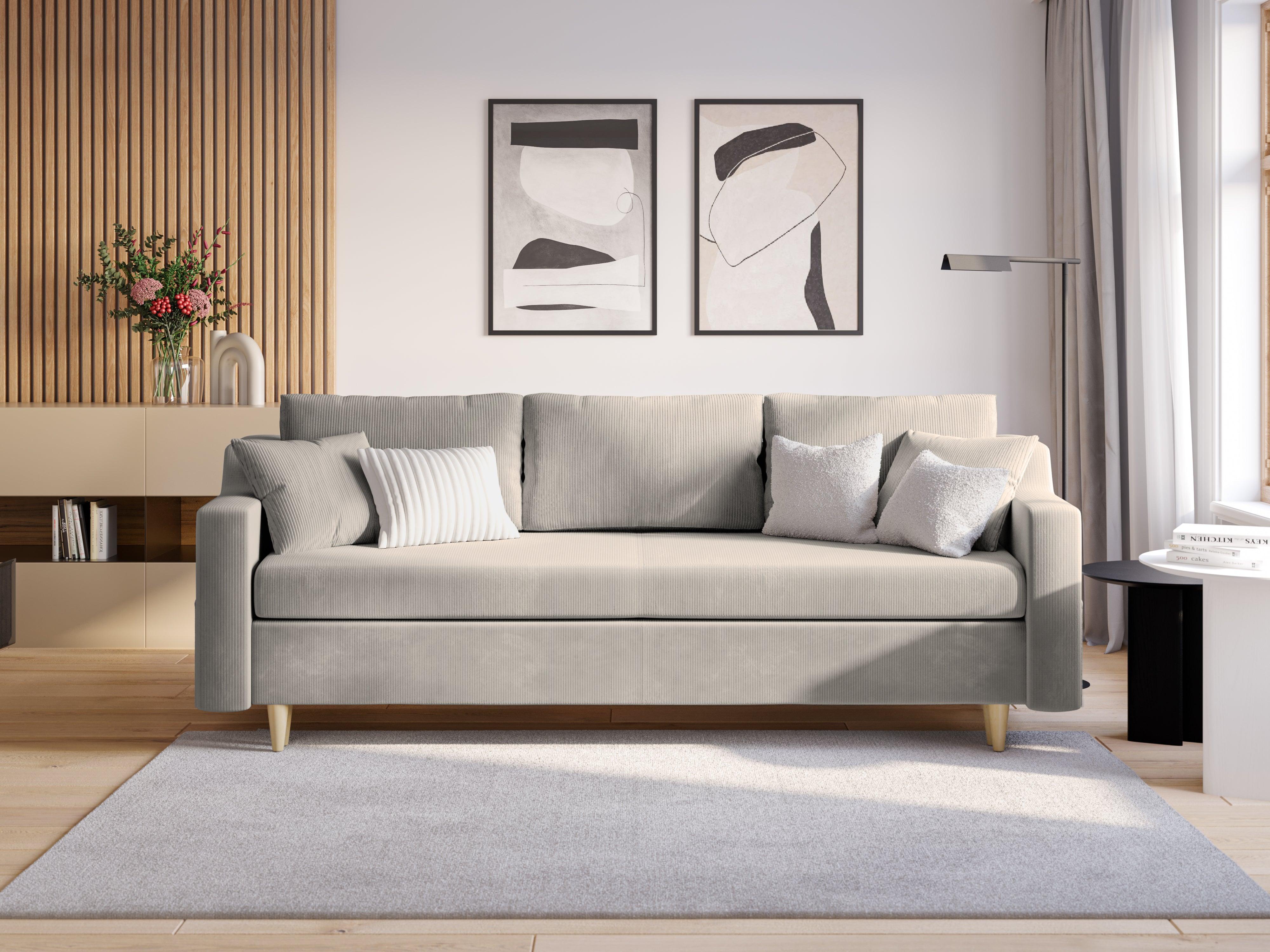 Sofa sztruksowa z funkcją spania ROSE jasnoszary Mazzini Sofas Eye on Design