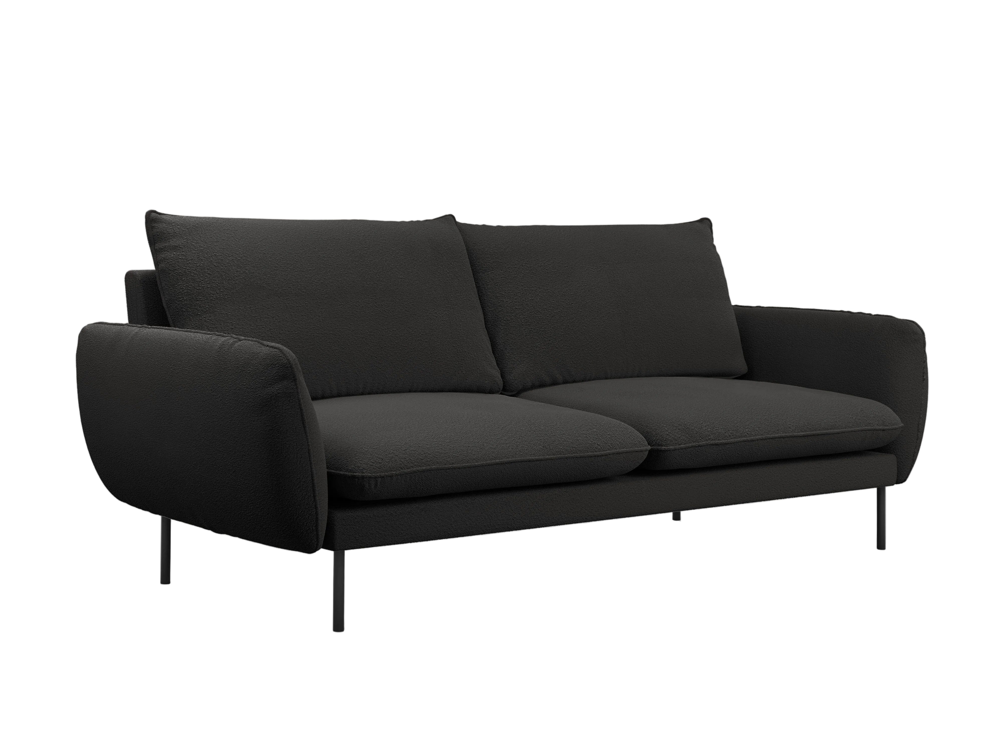 Sofa w tkaninie boucle 4-osobowa VIENNA czarny z czarną podstawą Cosmopolitan Design Eye on Design