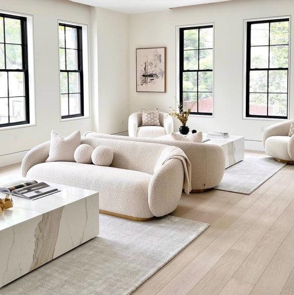 Sofa w tkaninie boucle BRICE kremowy Eichholtz Eye on Design