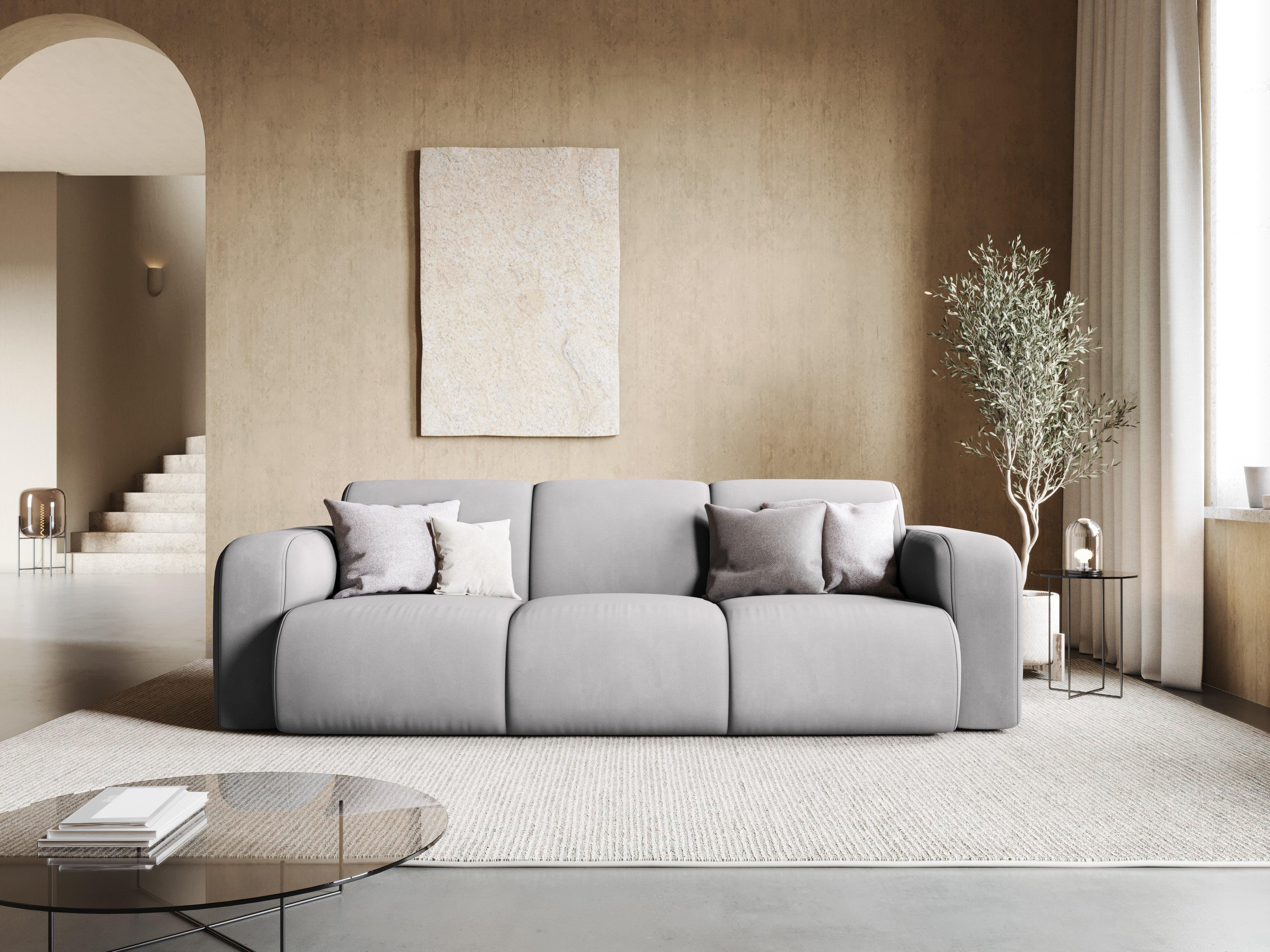 Sofa w tkaninie chenillowej 3-osobowa LOLA jasnoszary Windsor & Co Eye on Design