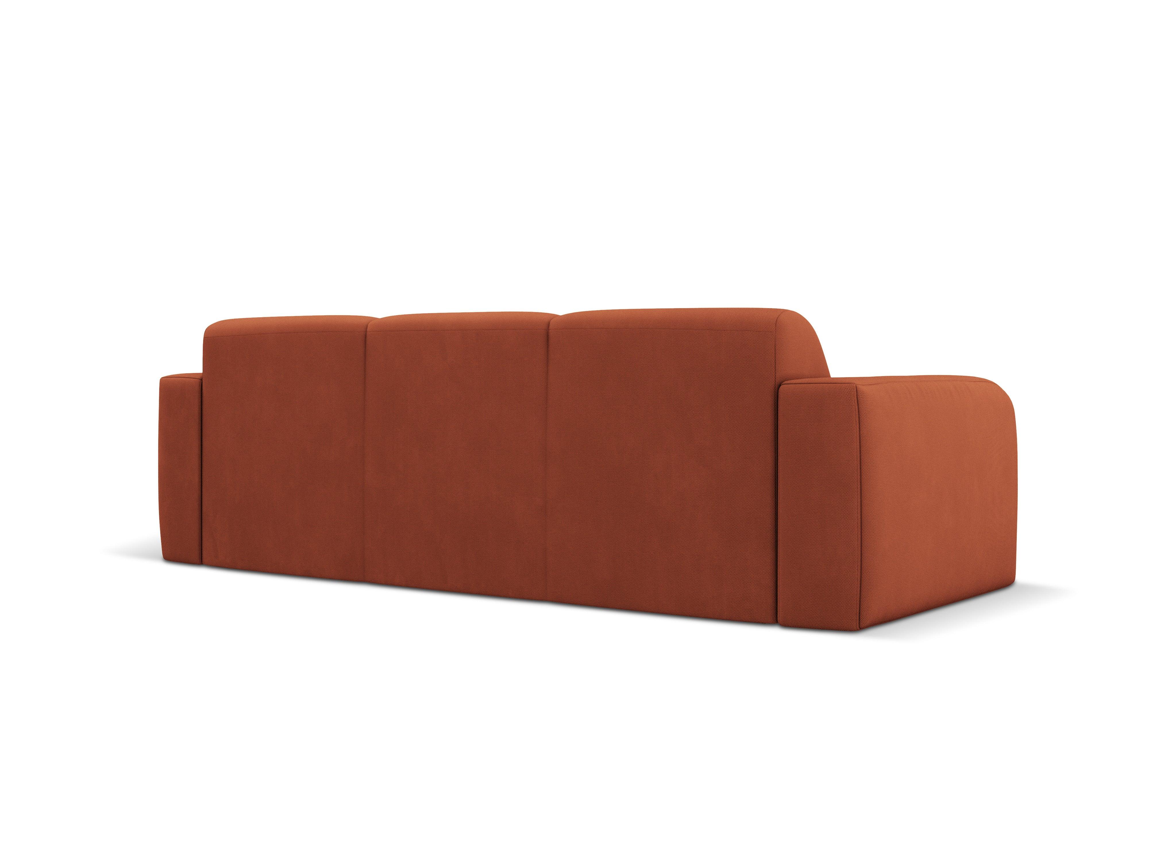 Sofa w tkaninie chenillowej 3-osobowa LOLA pomarańczowy – aksamit