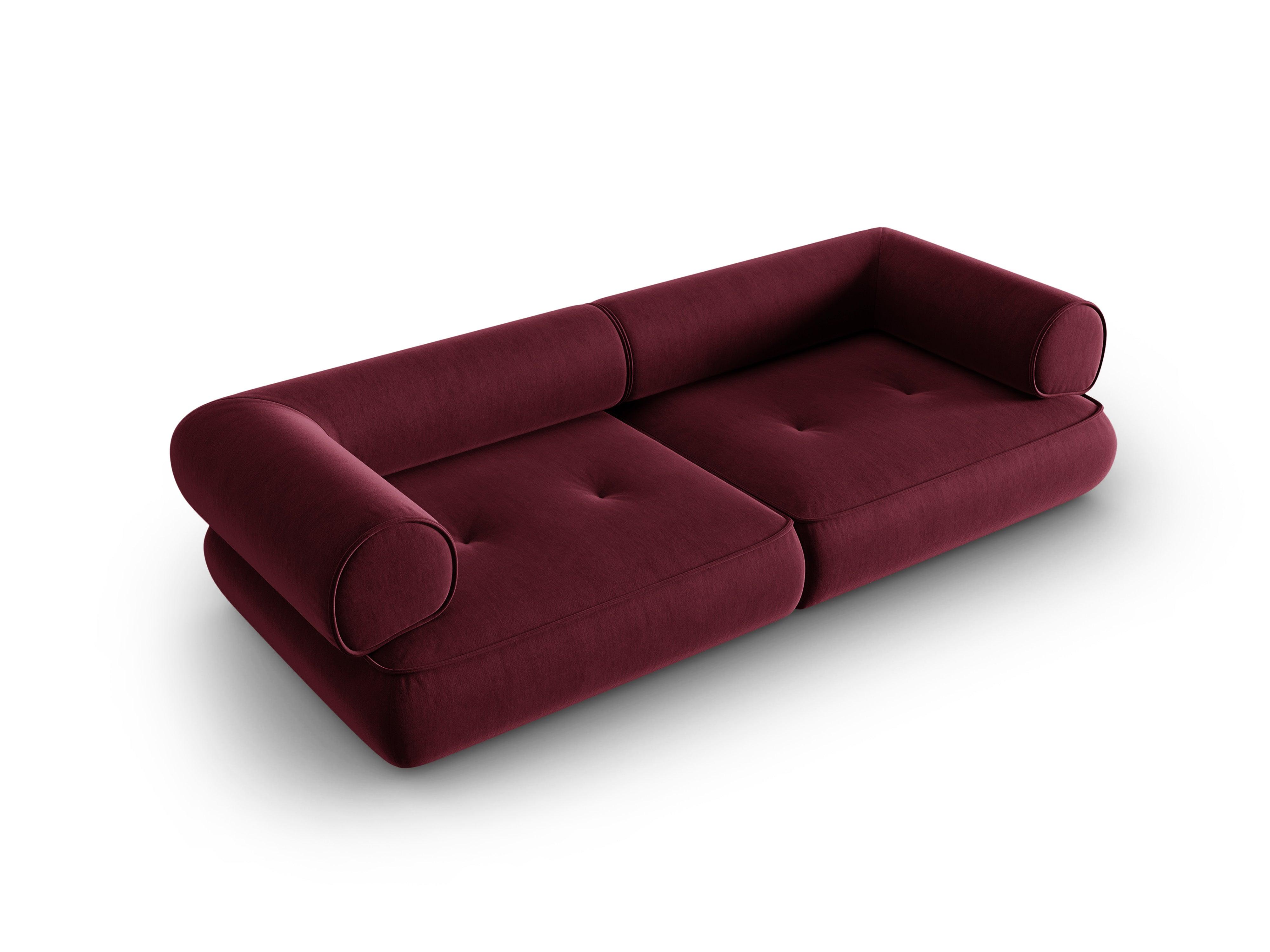 Sofa w tkaninie szenilowej 3-osobowa LILY burgundowy Maison Heritage Eye on Design