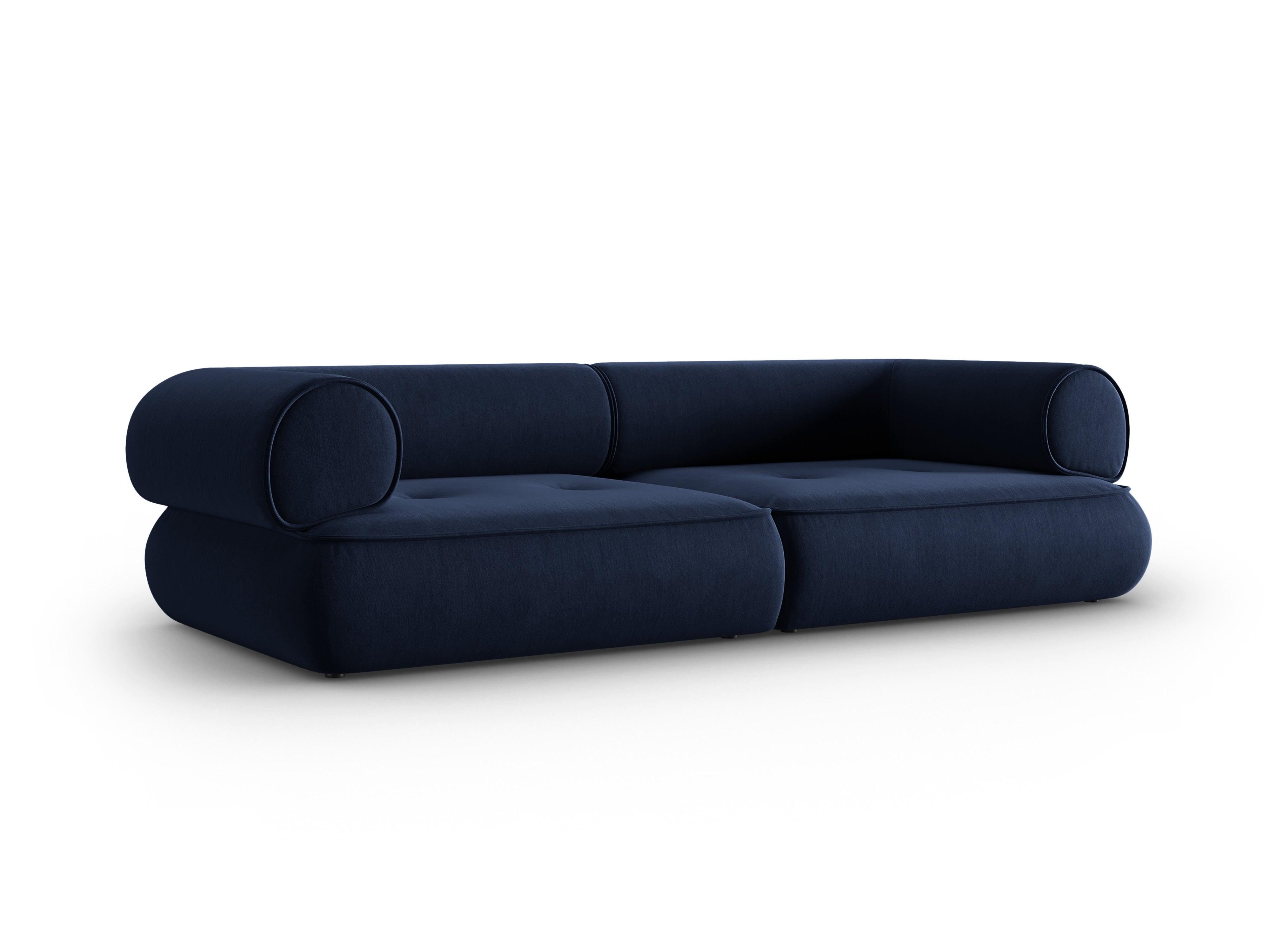 Sofa w tkaninie szenilowej 3-osobowa LILY ciemnoniebieski Maison Heritage Eye on Design