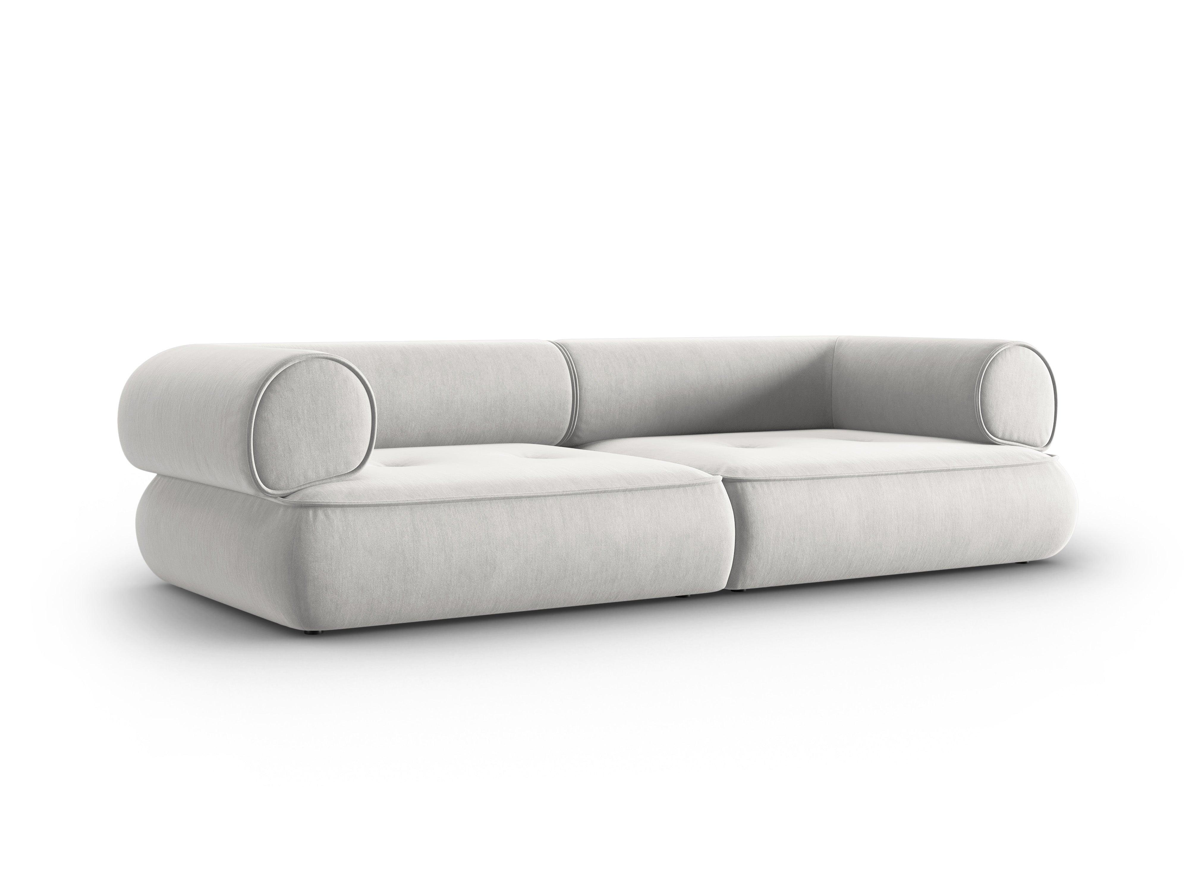 Sofa w tkaninie szenilowej 3-osobowa LILY srebrny Maison Heritage Eye on Design