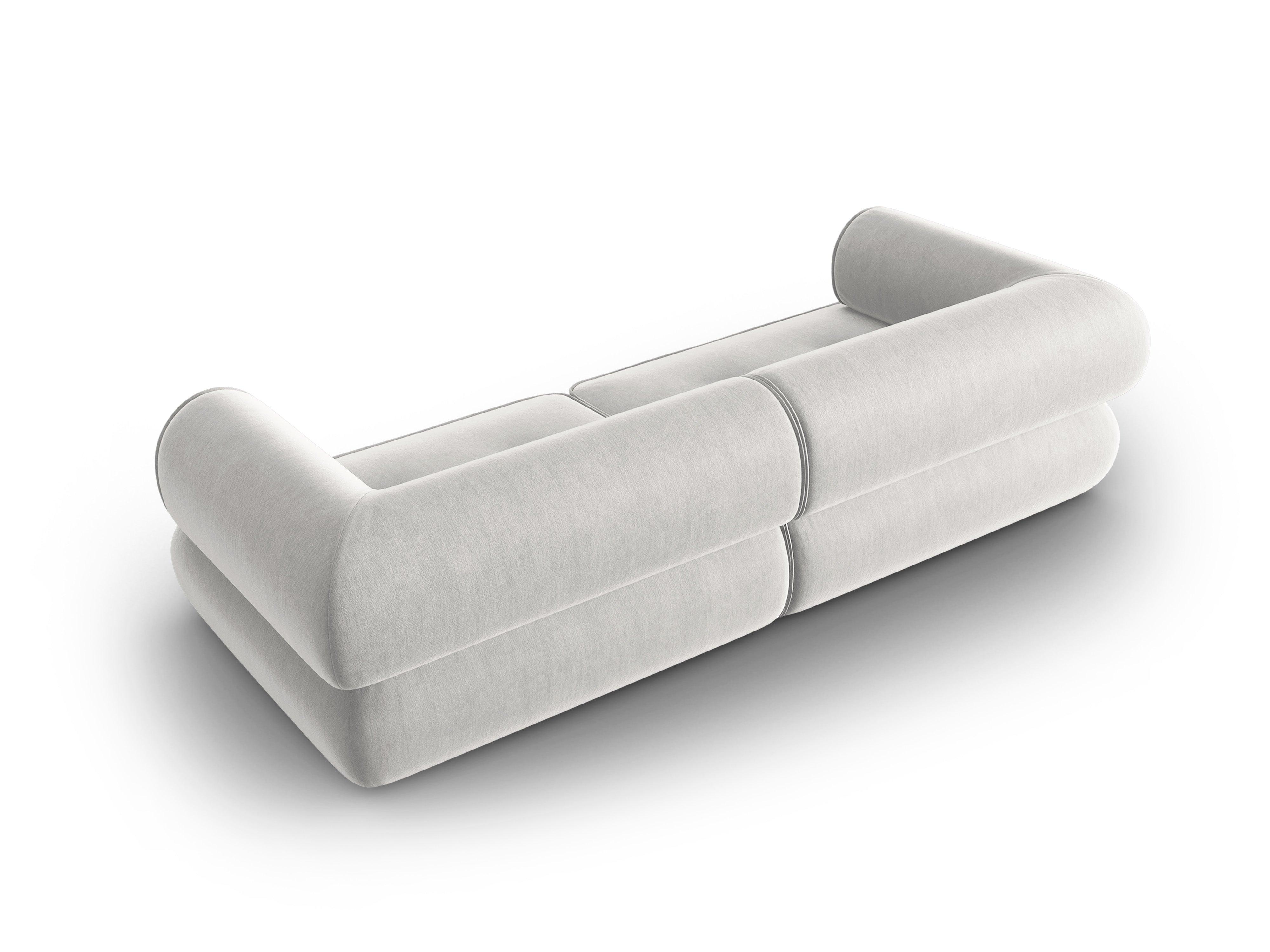 Sofa w tkaninie szenilowej 3-osobowa LILY srebrny Maison Heritage Eye on Design
