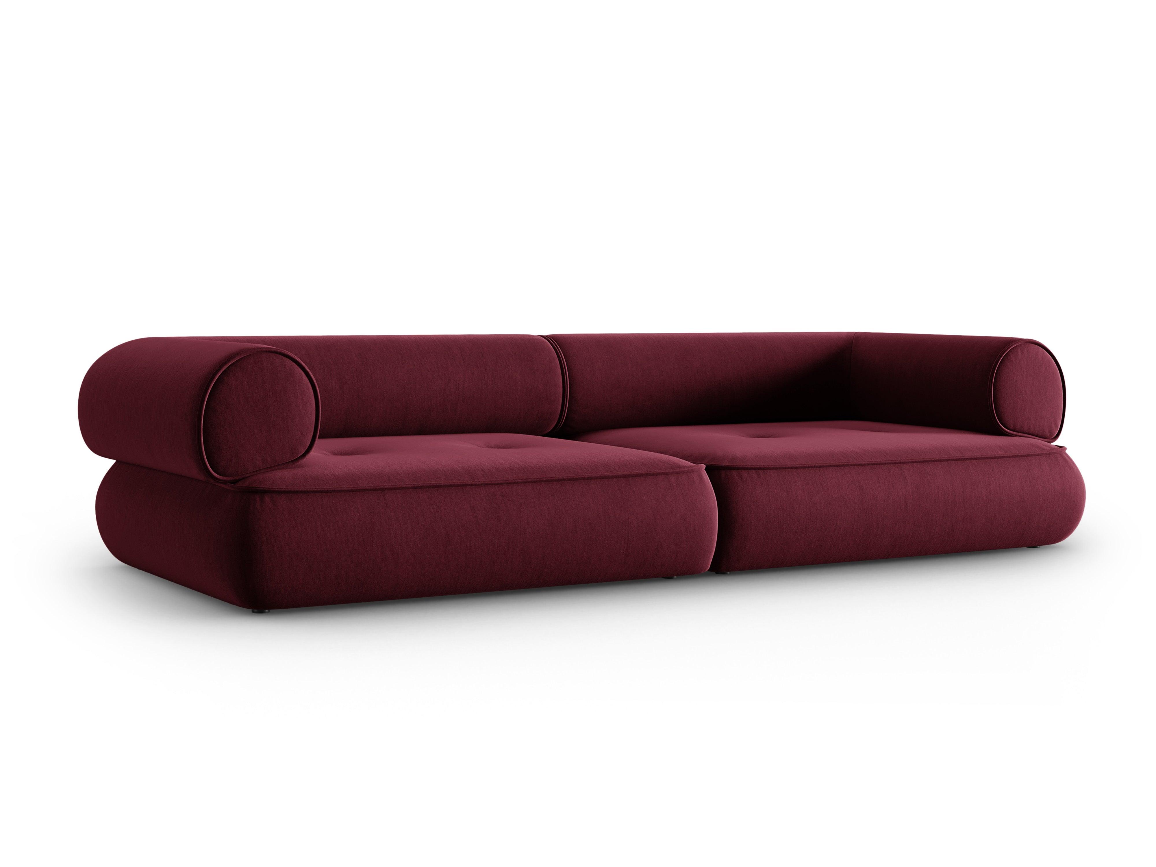Sofa w tkaninie szenilowej 4-osobowa LILY burgundowy Maison Heritage Eye on Design