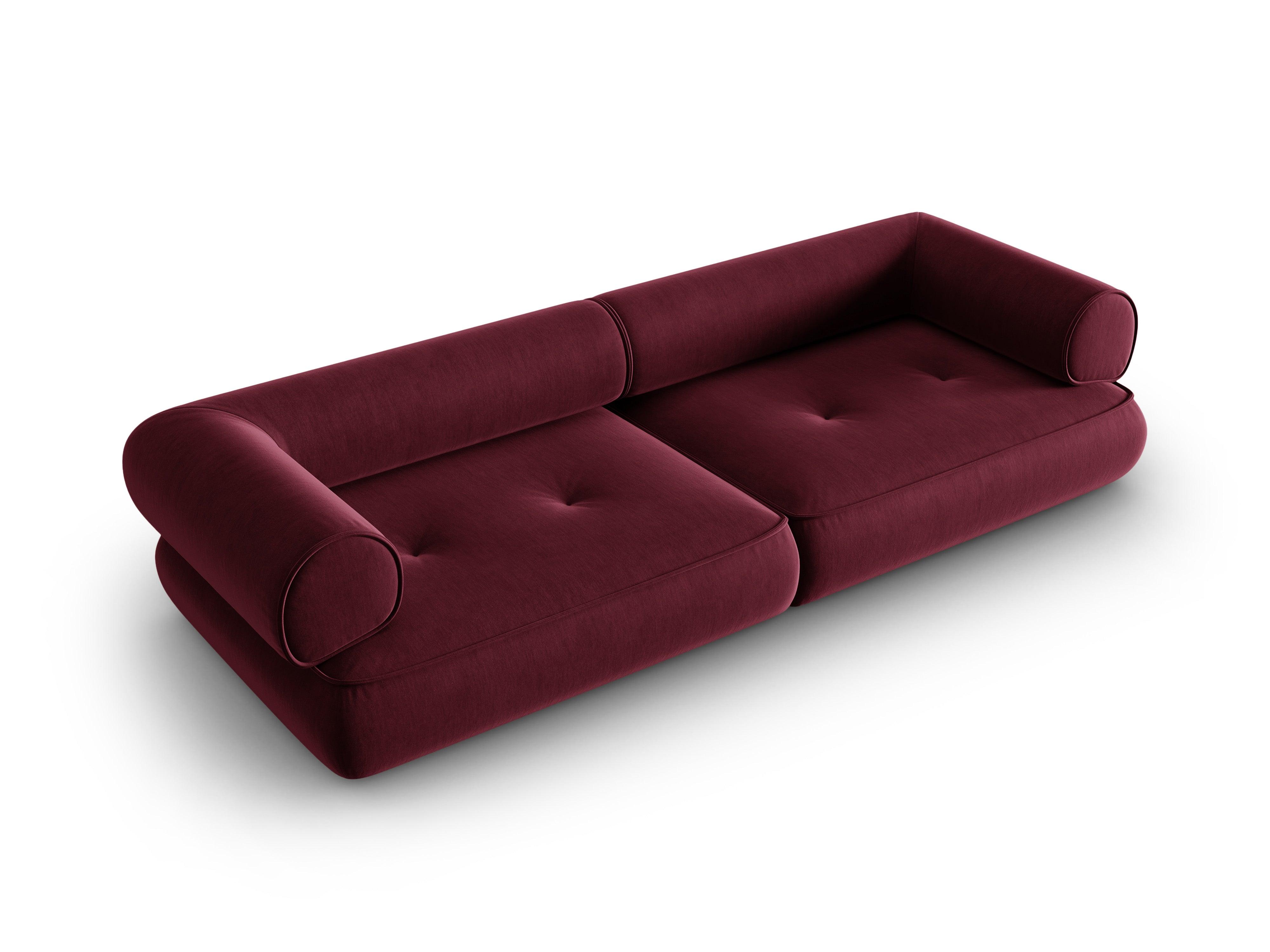 Sofa w tkaninie szenilowej 4-osobowa LILY burgundowy Maison Heritage Eye on Design