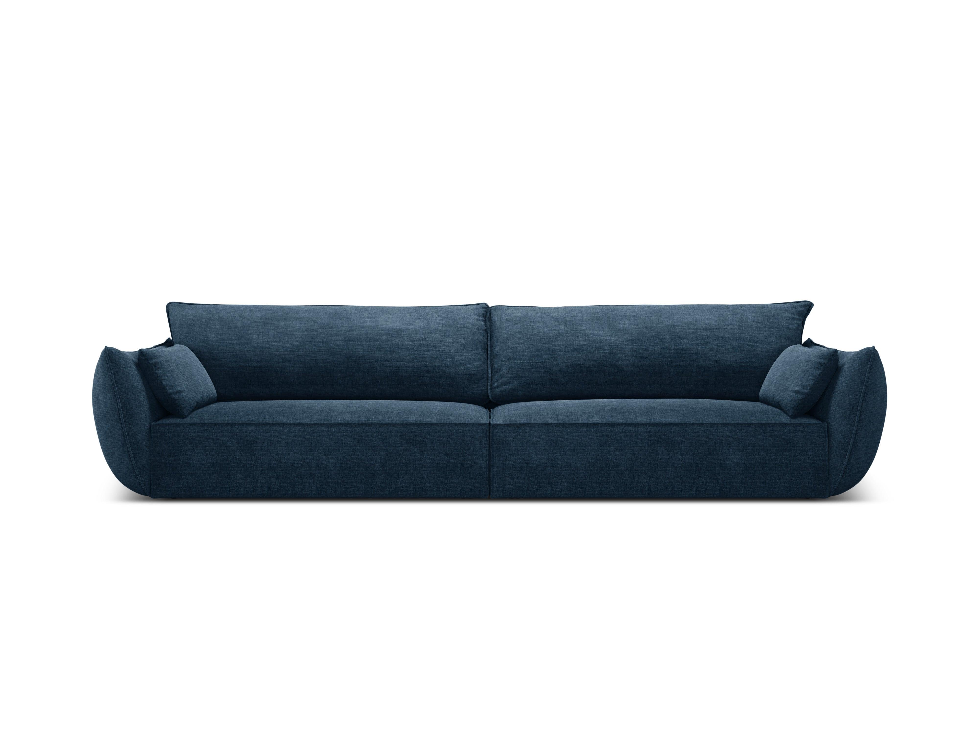 Sofa w tkaninie szenilowej 4-osobowa VANDA granat królewski – aksamit