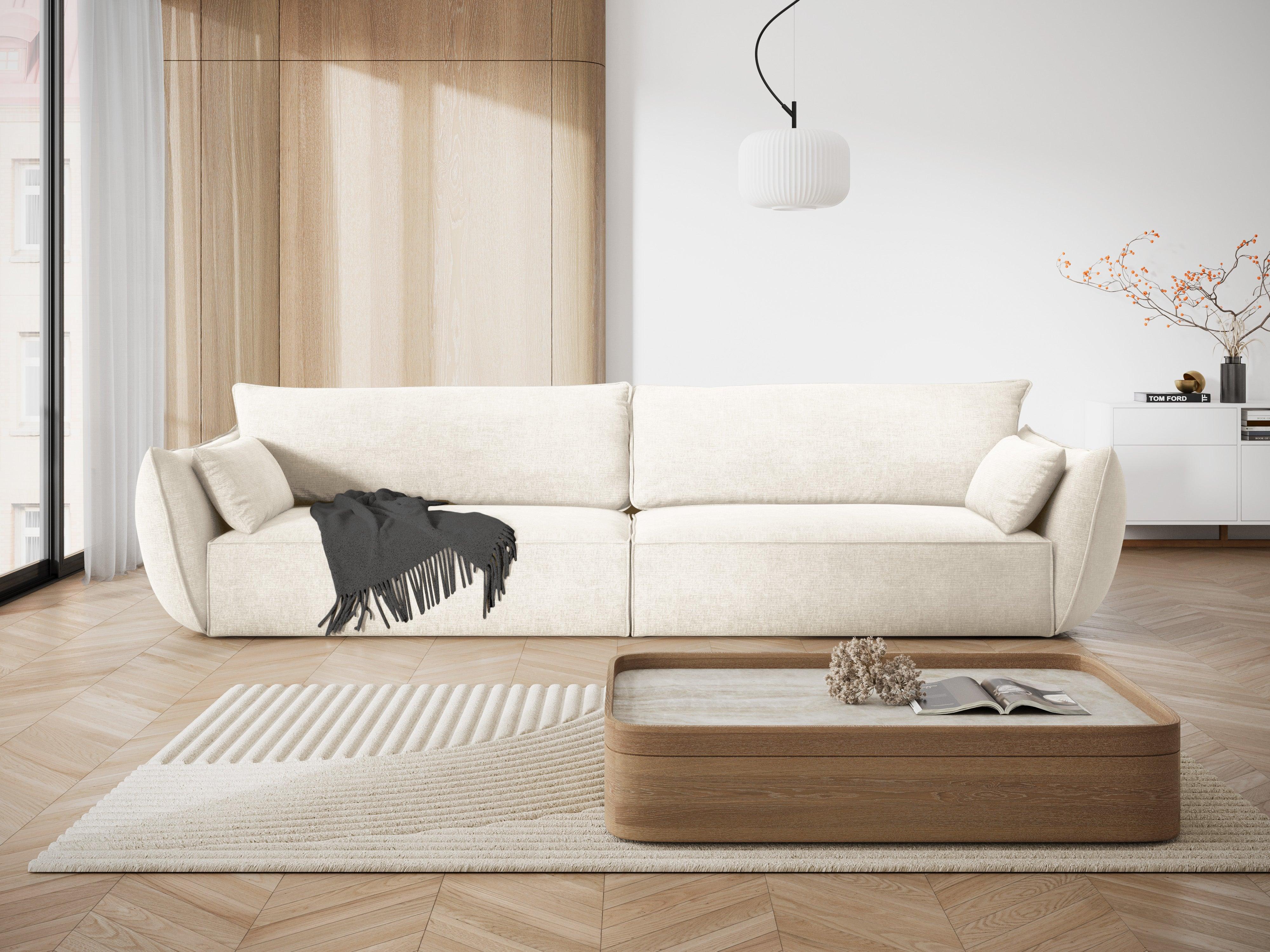Sofa w tkaninie szenilowej 4-osobowa VANDA jasnobeżowy Mazzini Sofas Eye on Design