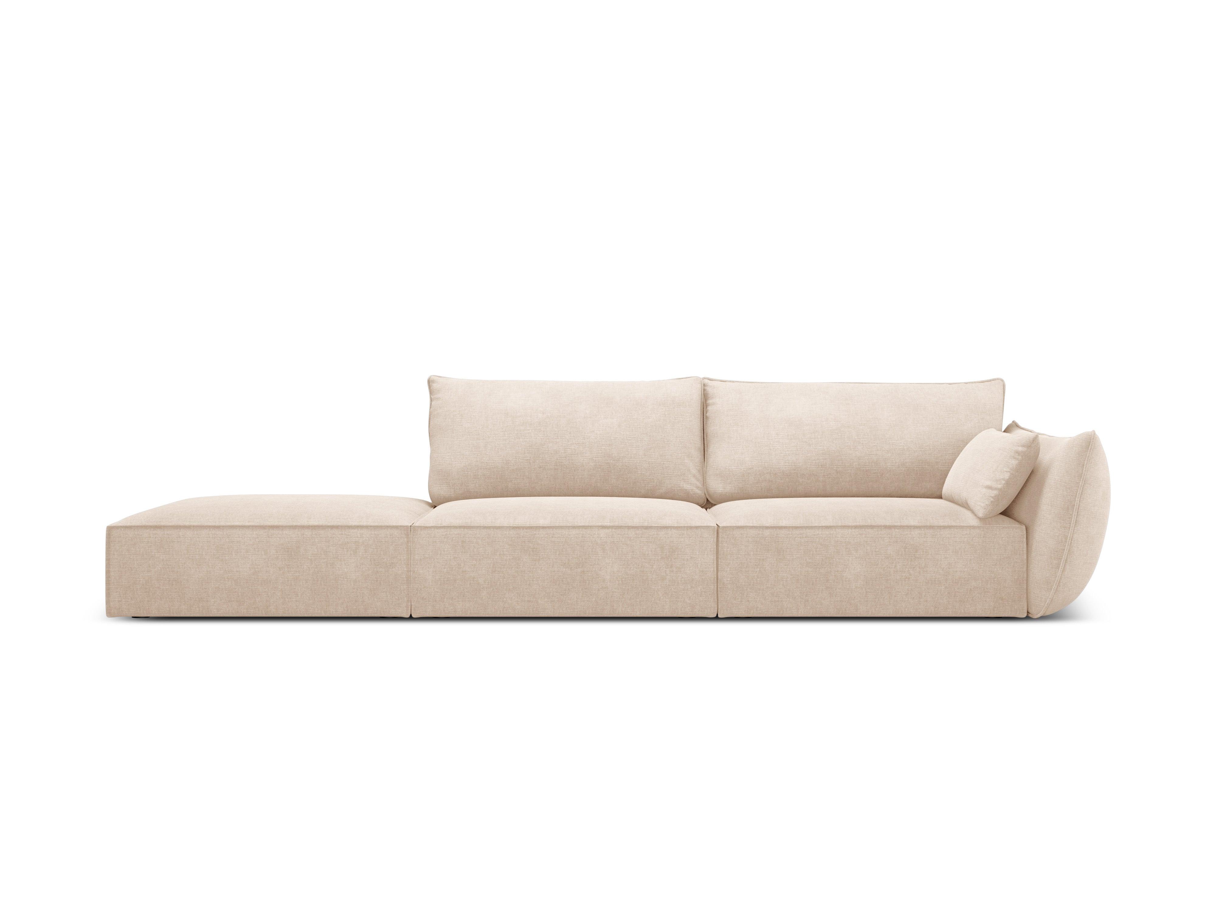Sofa w tkaninie szenilowej lewostronna otwarta VANDA beżowy Mazzini Sofas Eye on Design
