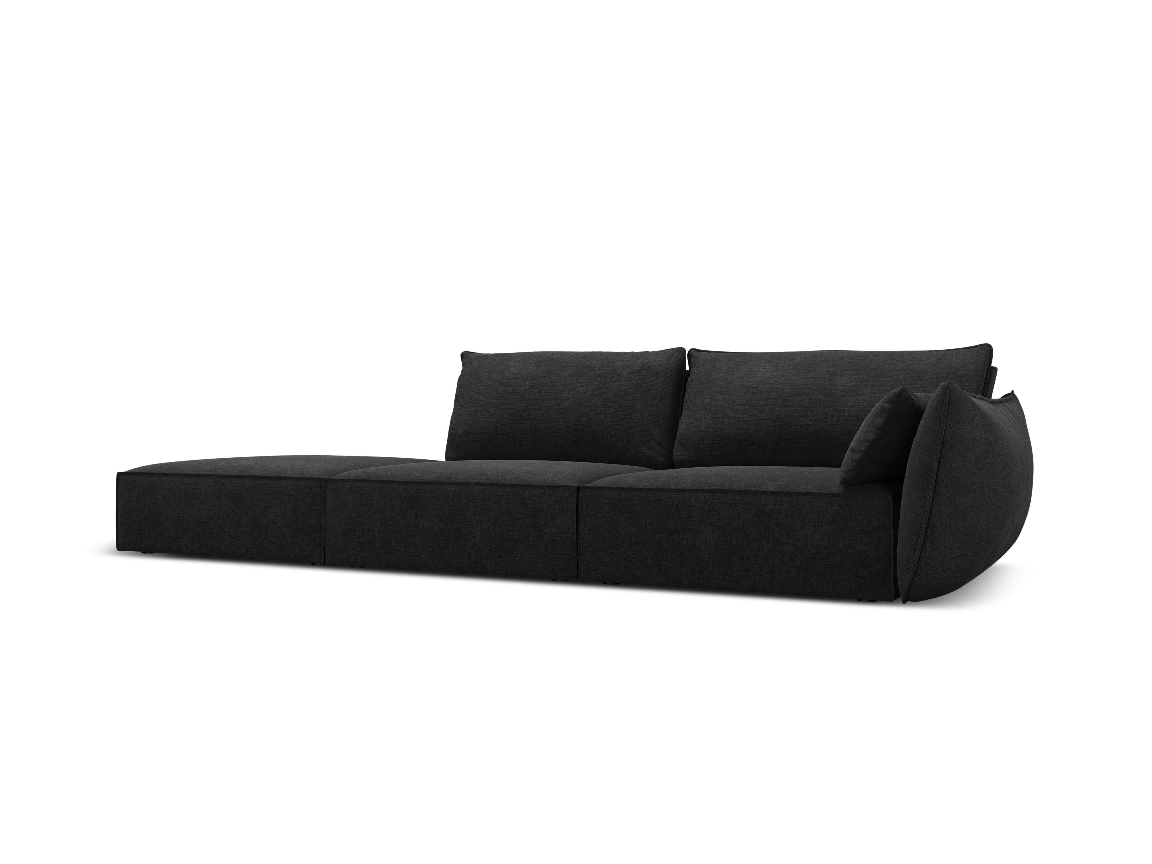 Sofa w tkaninie szenilowej lewostronna otwarta VANDA czarny Mazzini Sofas Eye on Design