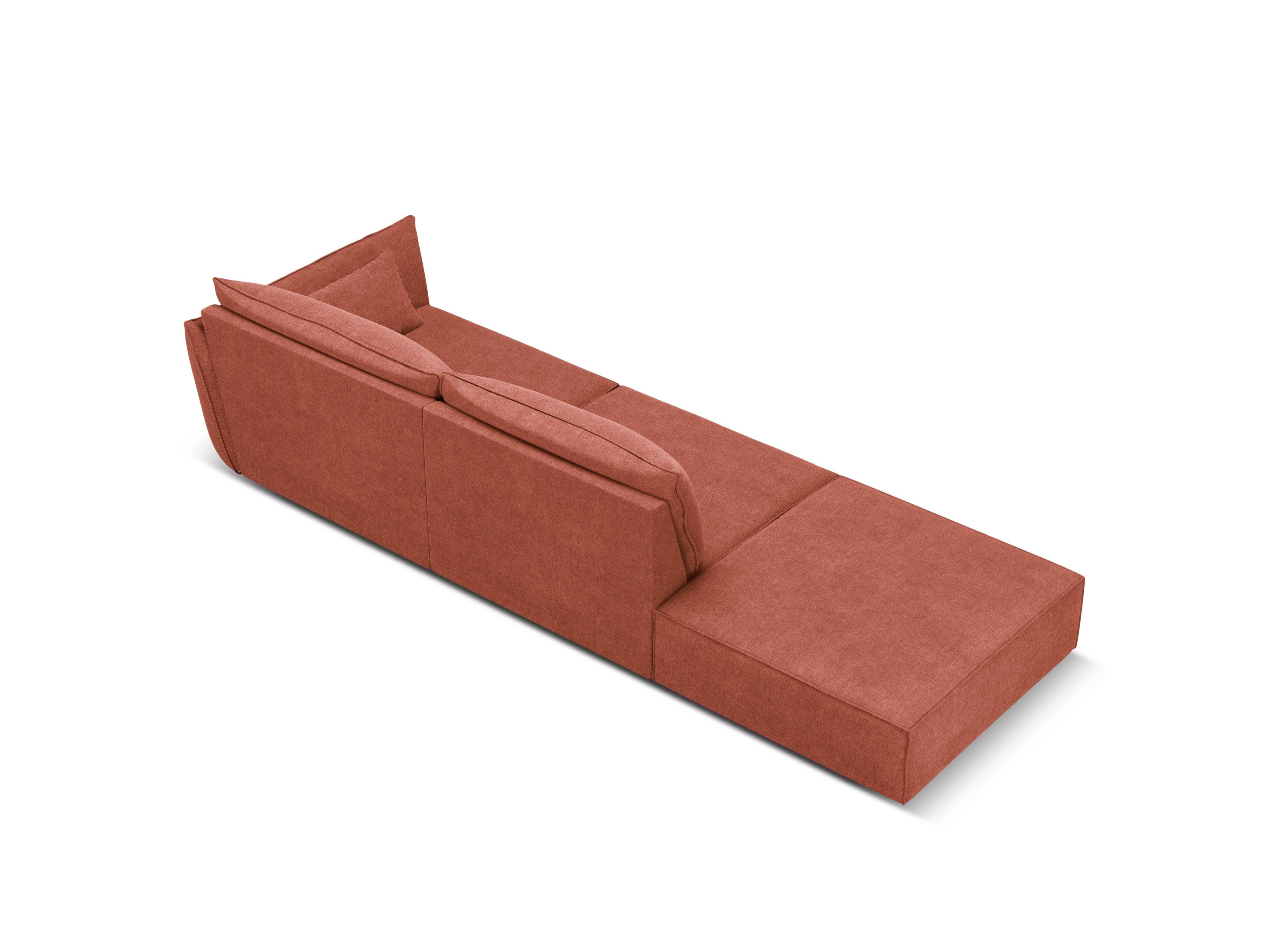 Sofa w tkaninie szenilowej lewostronna otwarta VANDA terracotta Mazzini Sofas Eye on Design