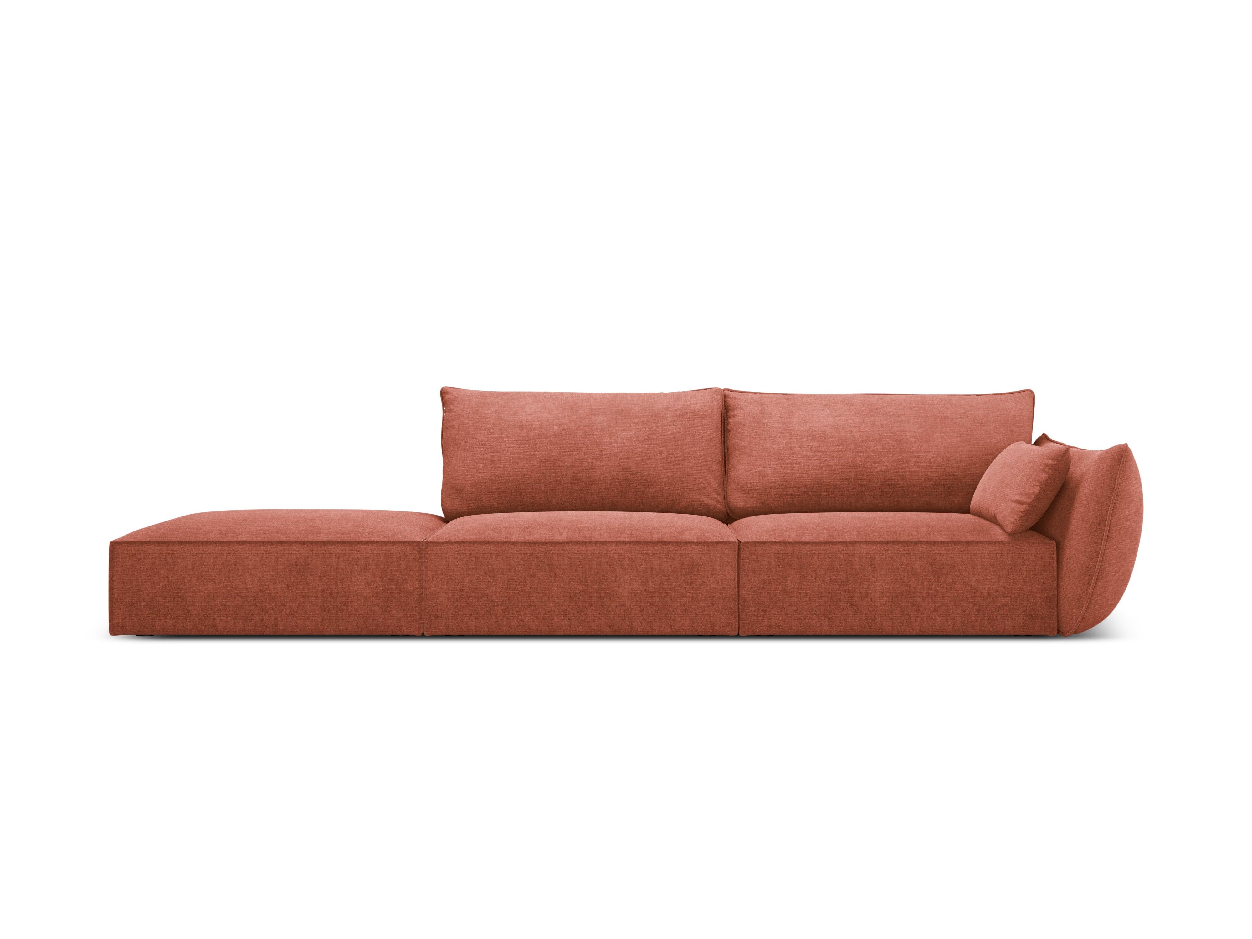 Sofa w tkaninie szenilowej lewostronna otwarta VANDA terracotta Mazzini Sofas Eye on Design