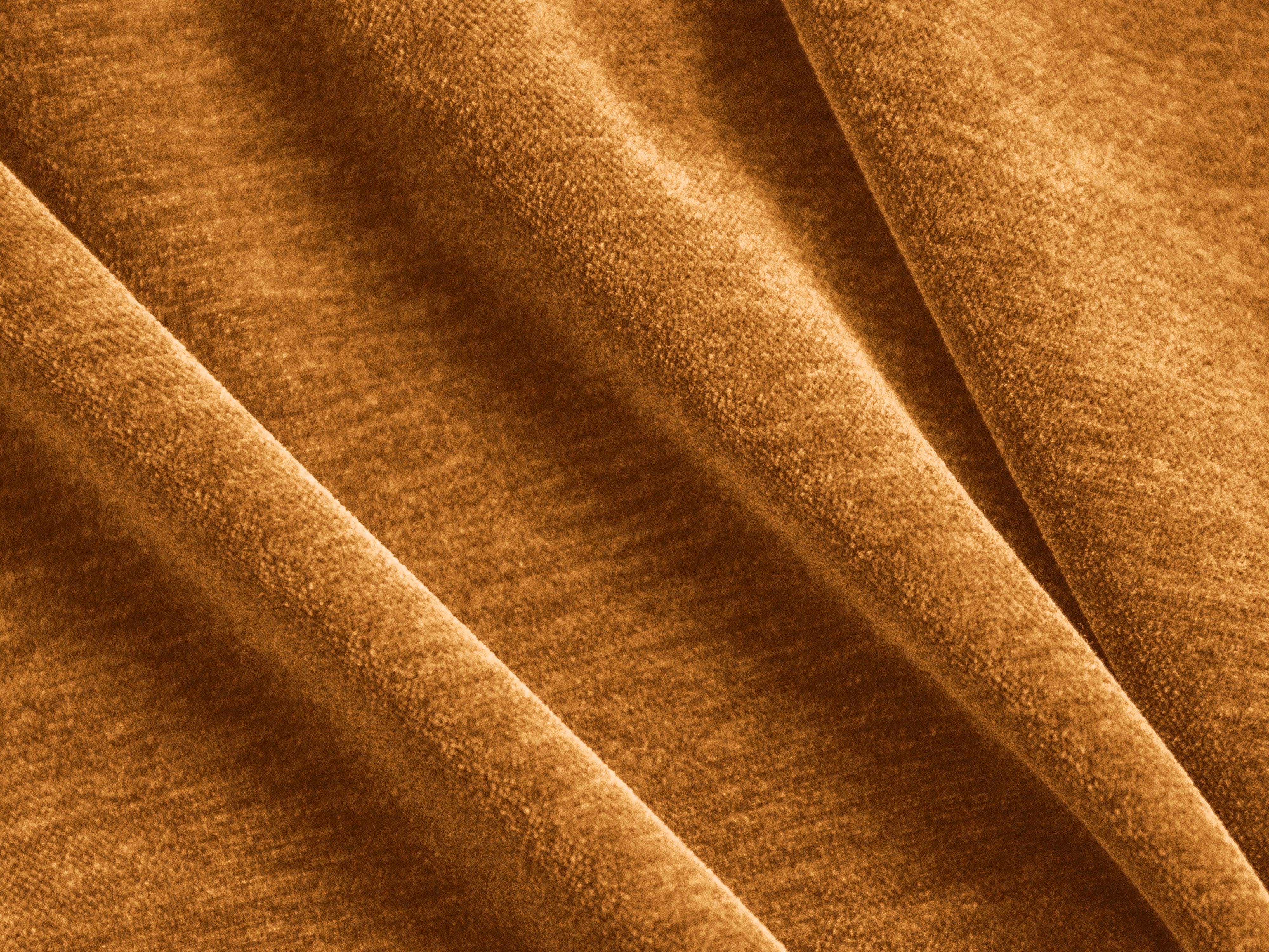 Sofa w tkaninie szenilowej otwarta prawostronna LILY musztardowy Maison Heritage Eye on Design