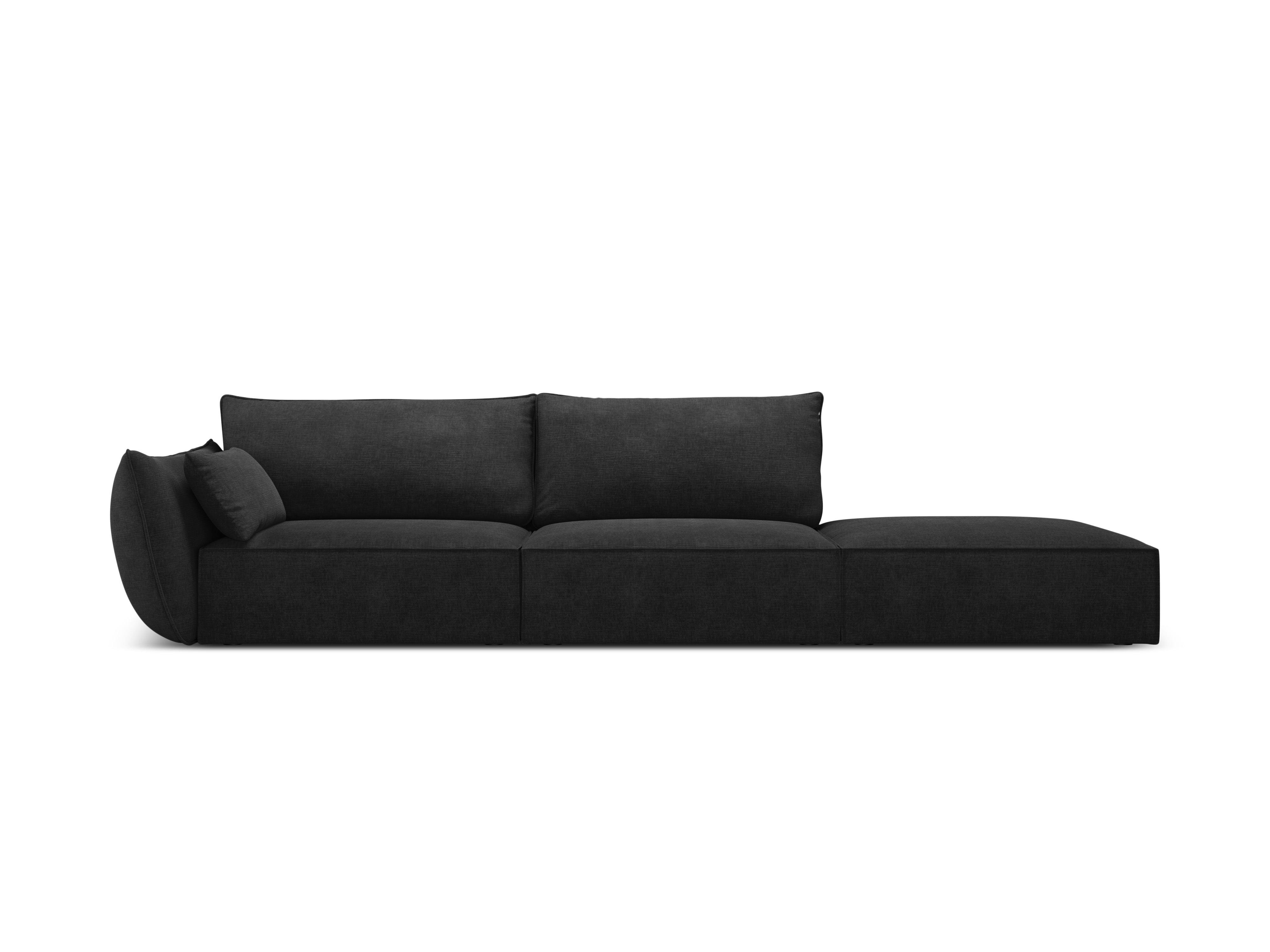 Sofa w tkaninie szenilowej prawostronna otwarta VANDA czarny Mazzini Sofas Eye on Design