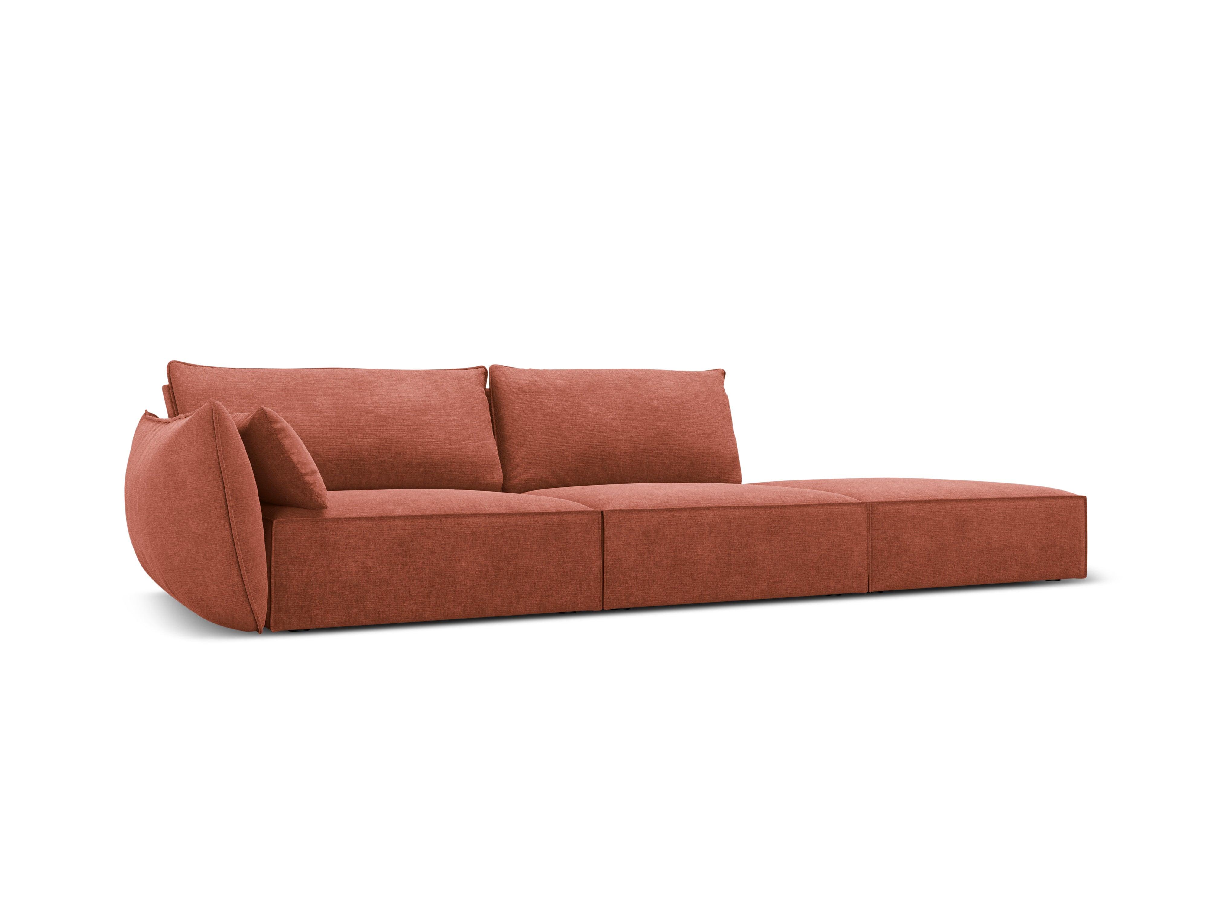 Sofa w tkaninie szenilowej prawostronna otwarta VANDA terracotta Mazzini Sofas Eye on Design