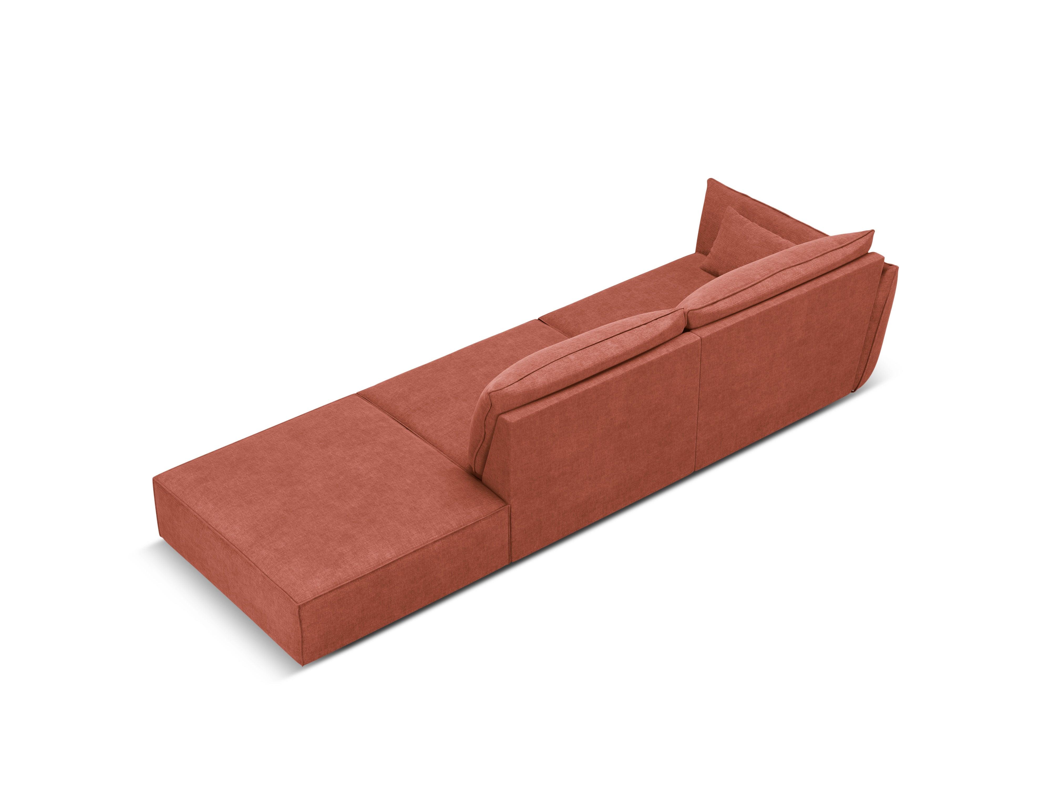 Sofa w tkaninie szenilowej prawostronna otwarta VANDA terracotta Mazzini Sofas Eye on Design