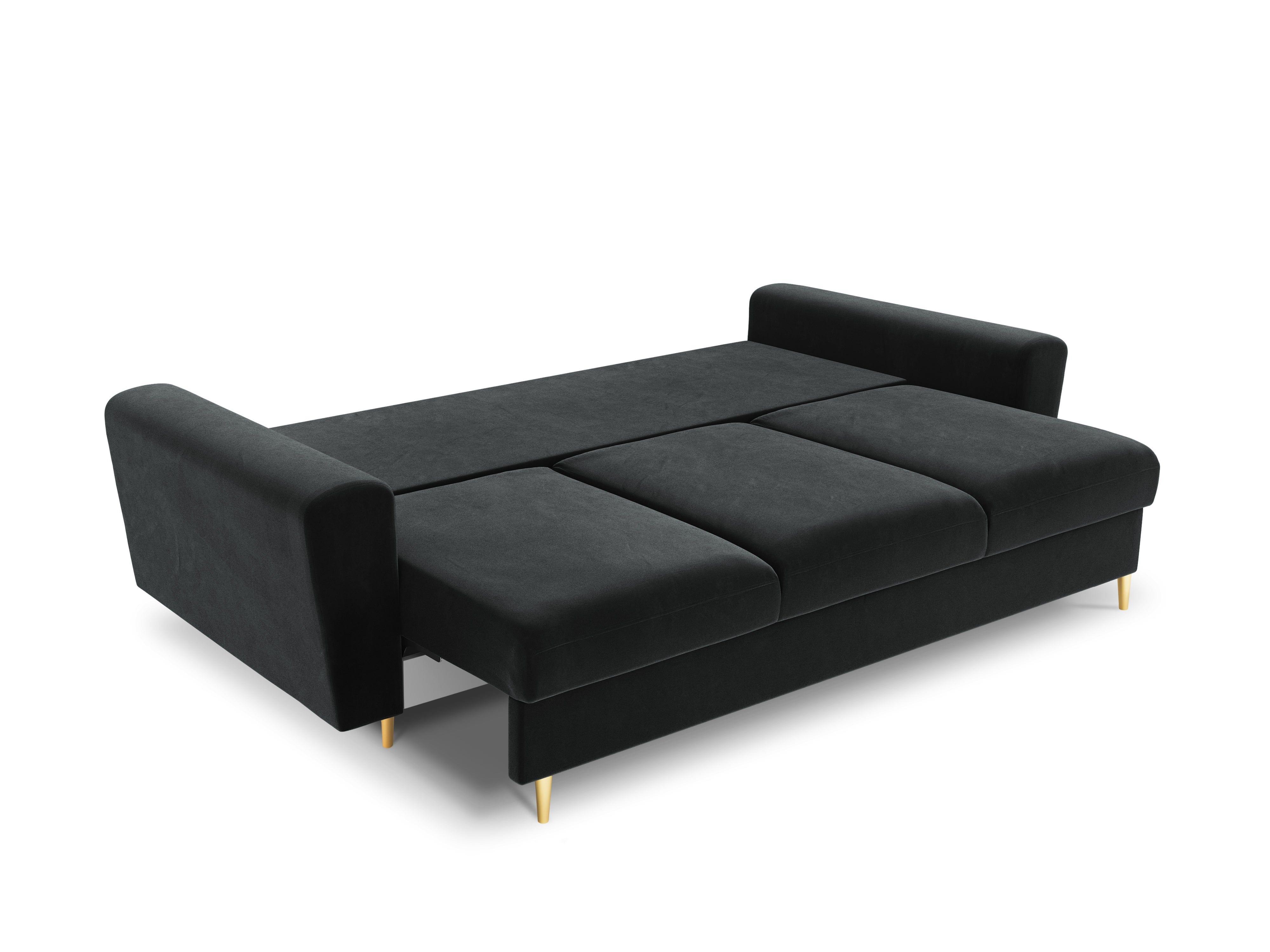 Sofa z funkcją spania KYOTO ciemnoszary ze złotą podstawą Cosmopolitan Design Eye on Design