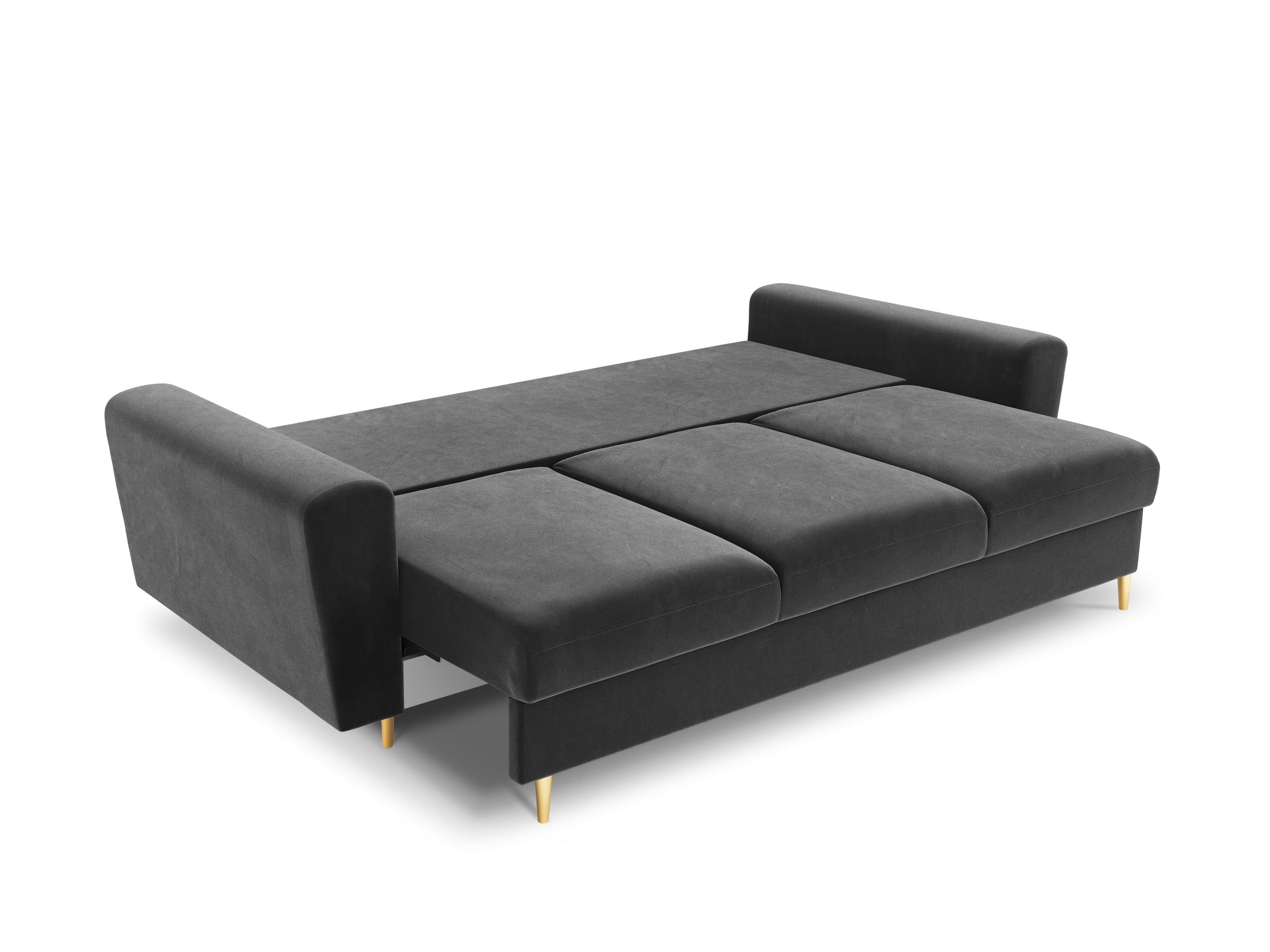 Sofa z funkcją spania KYOTO jasnoszary ze złotą podstawą Cosmopolitan Design Eye on Design