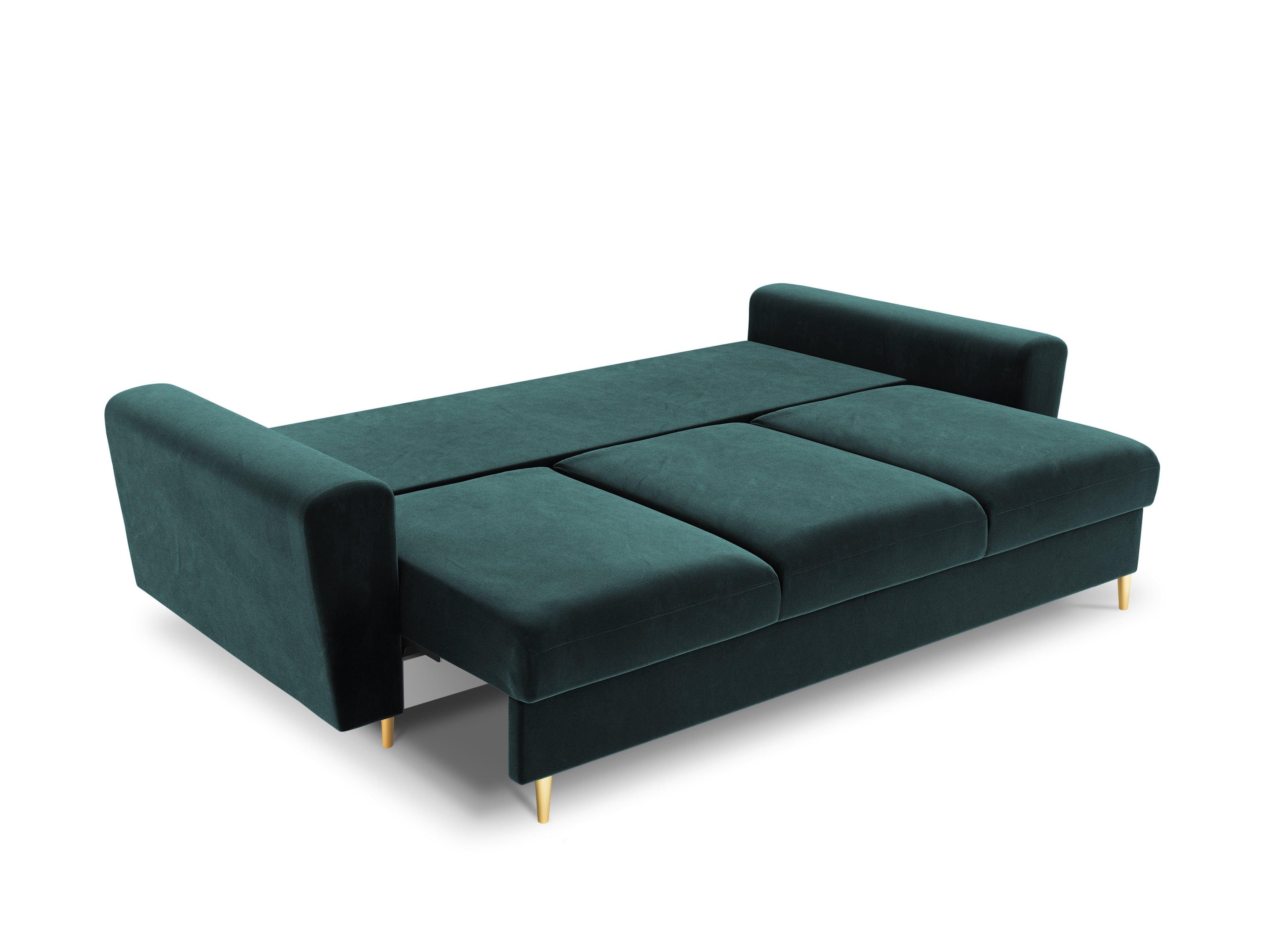 Sofa z funkcją spania KYOTO petrol ze złotą podstawą Cosmopolitan Design Eye on Design