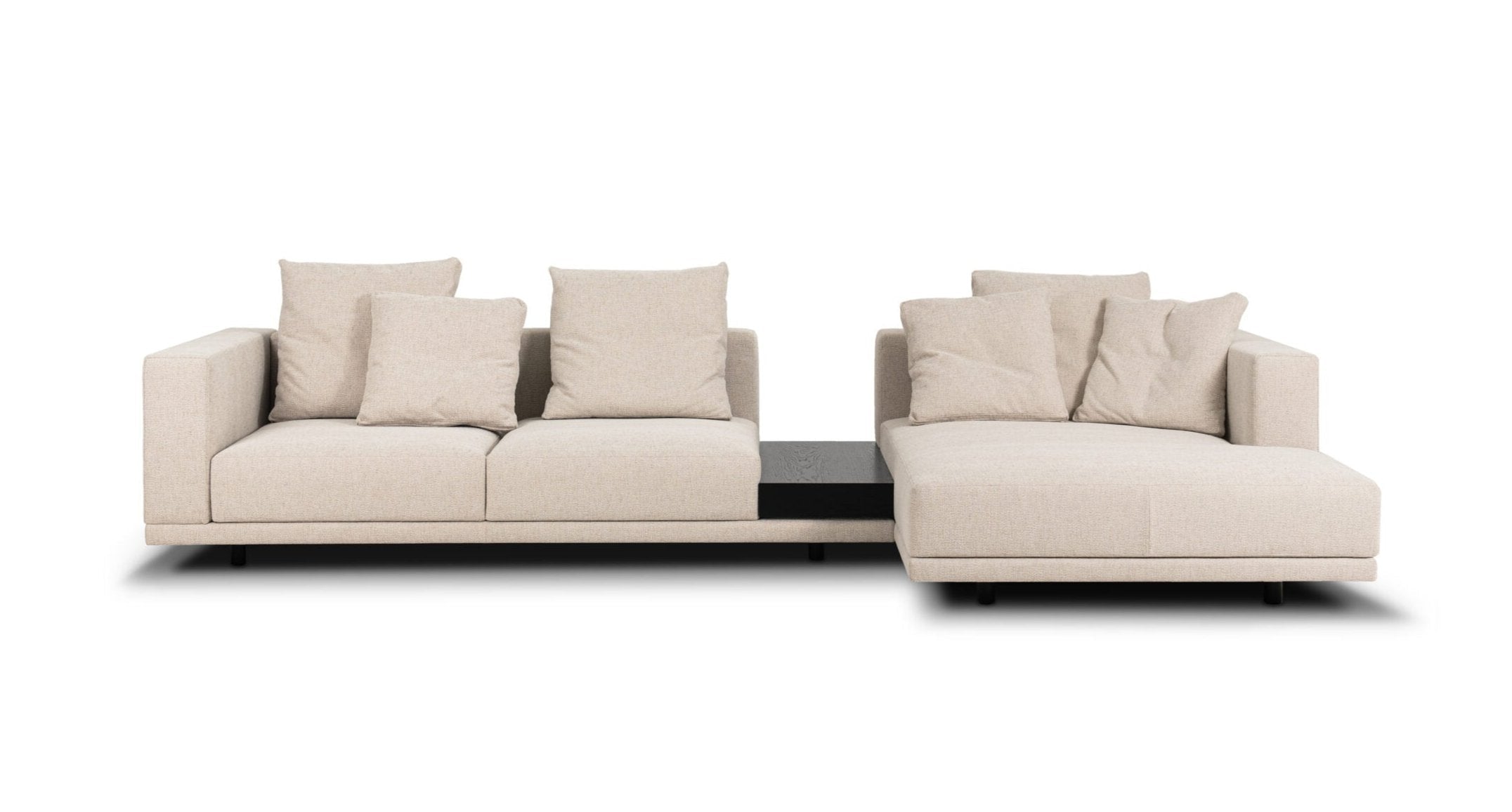 Narożnik modułowy z półką CLASSIC czarna podstawa – sofa narożna