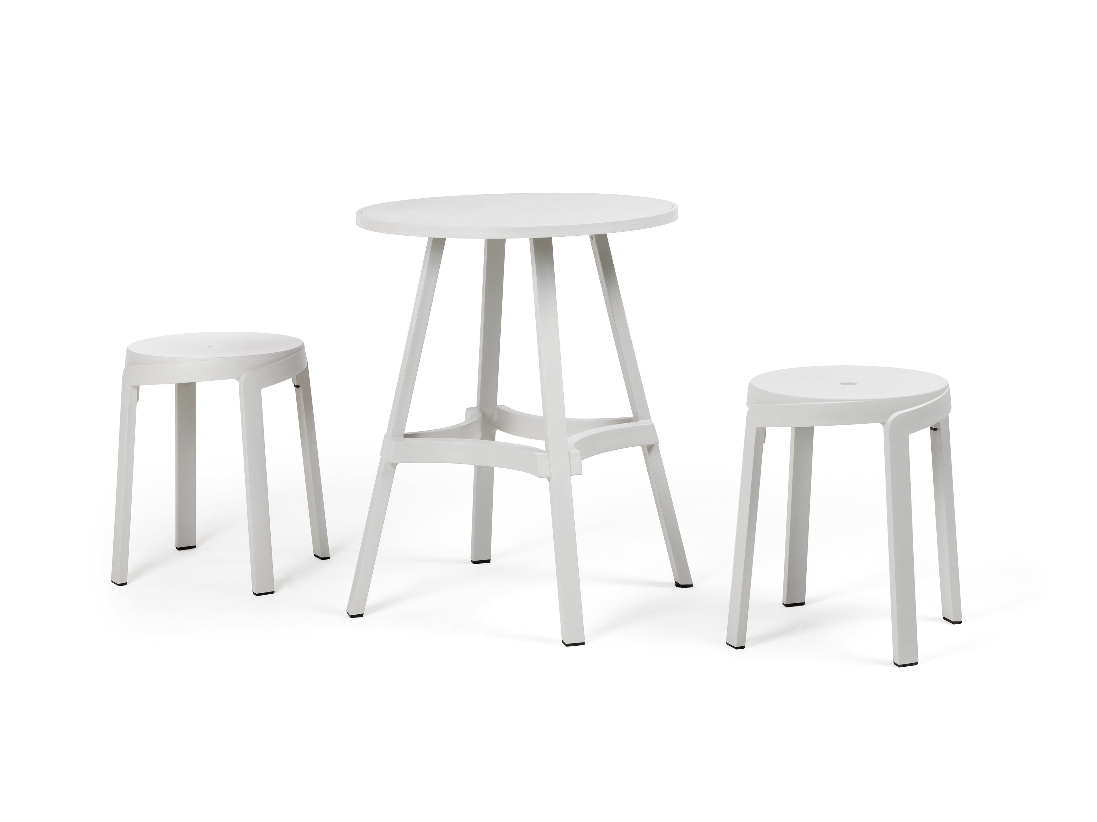 Stolik zewnętrzny okrągły COMBO kredowy – styl minimalistyczny