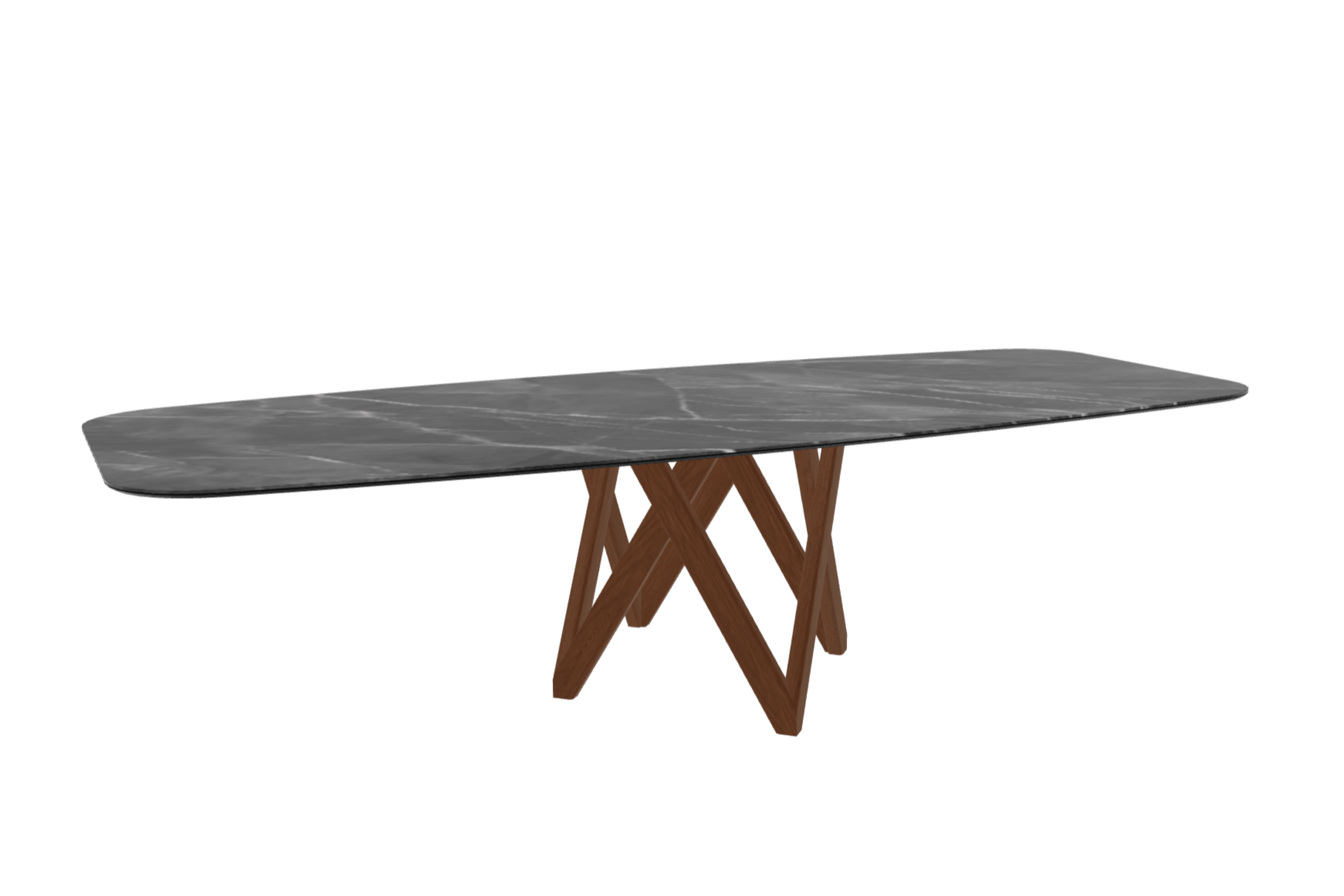 Stół CARTESIO antracytowy marmur z drewnianą podstawą Calligaris 300 cm orzechowy Eye on Design