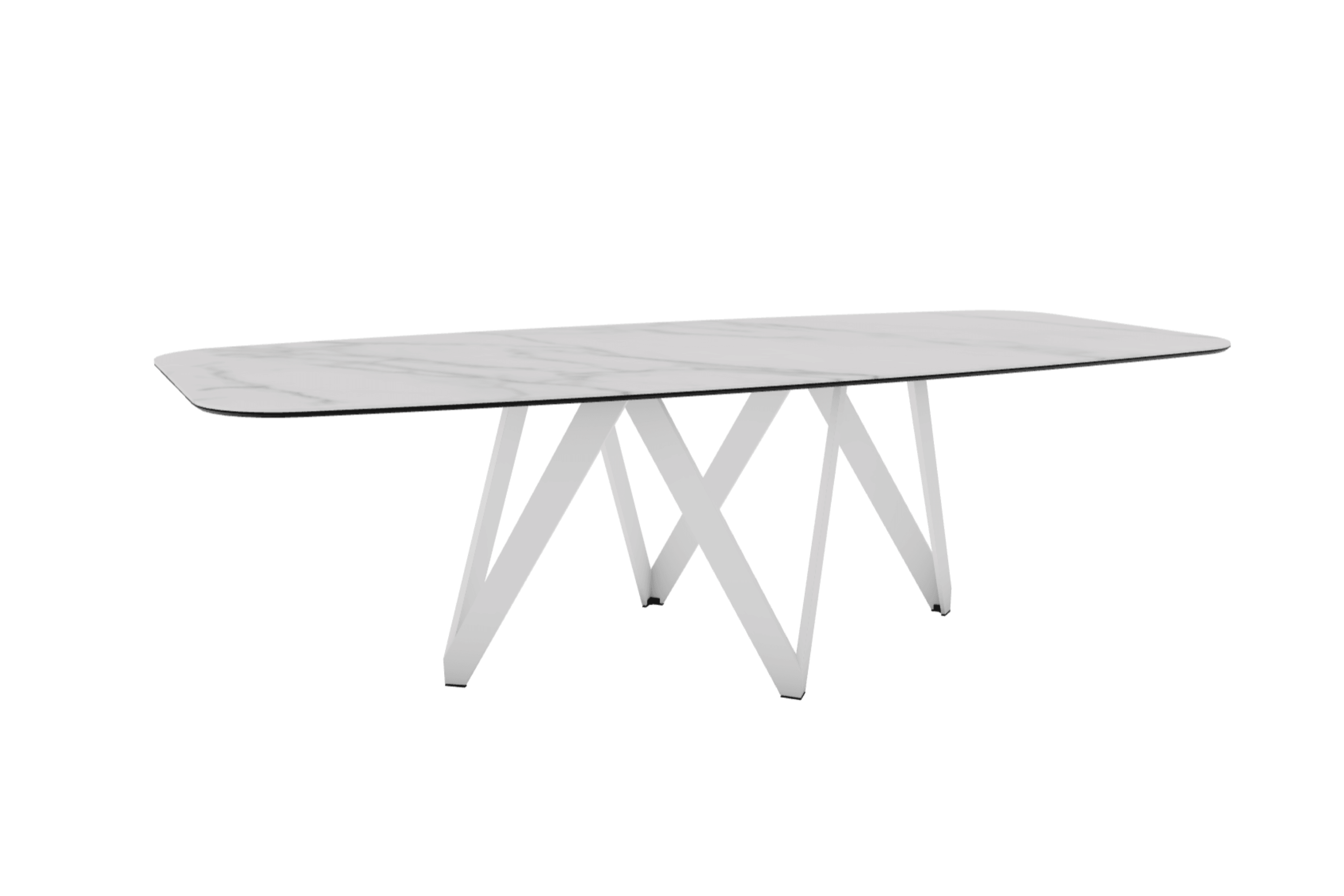 Stół CARTESIO kremowy marmur z metalową podstawą Calligaris 250 cm matowa biel Eye on Design