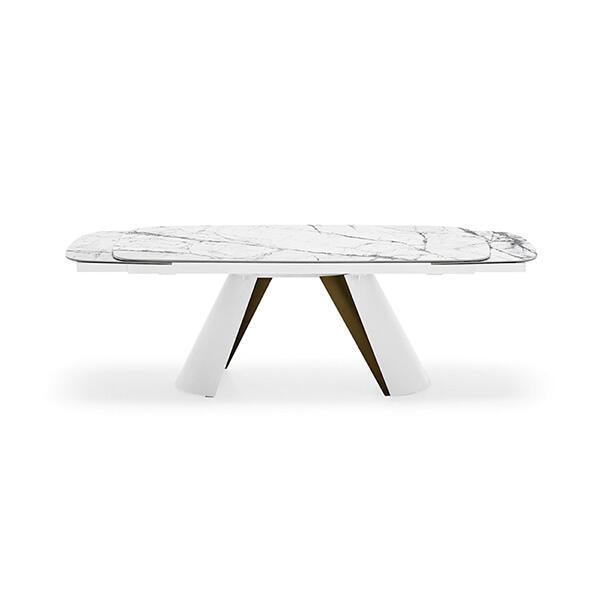 Stół elipsa rozkładany APIAN kremowy marmur – metal, Calligaris