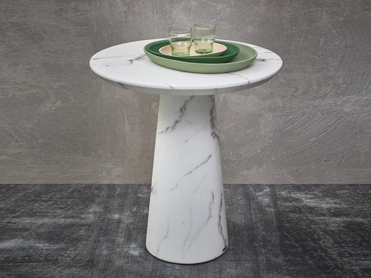 Stół MARBLE LOOK DISC biały Pols Potten Eye on Design