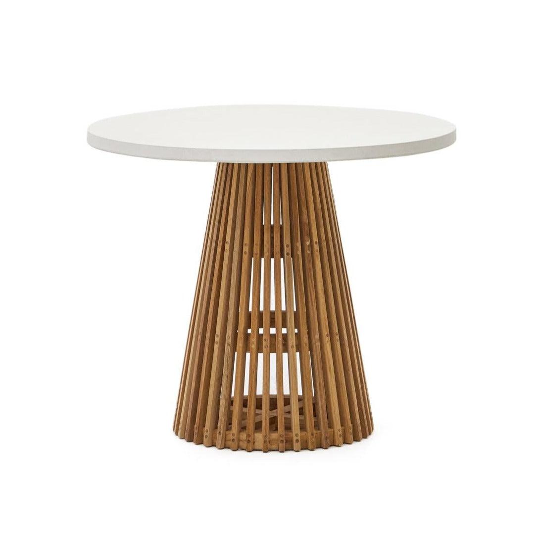 Stół ogrodowy ALCAUFAR biały cement La Forma 90 cm Eye on Design