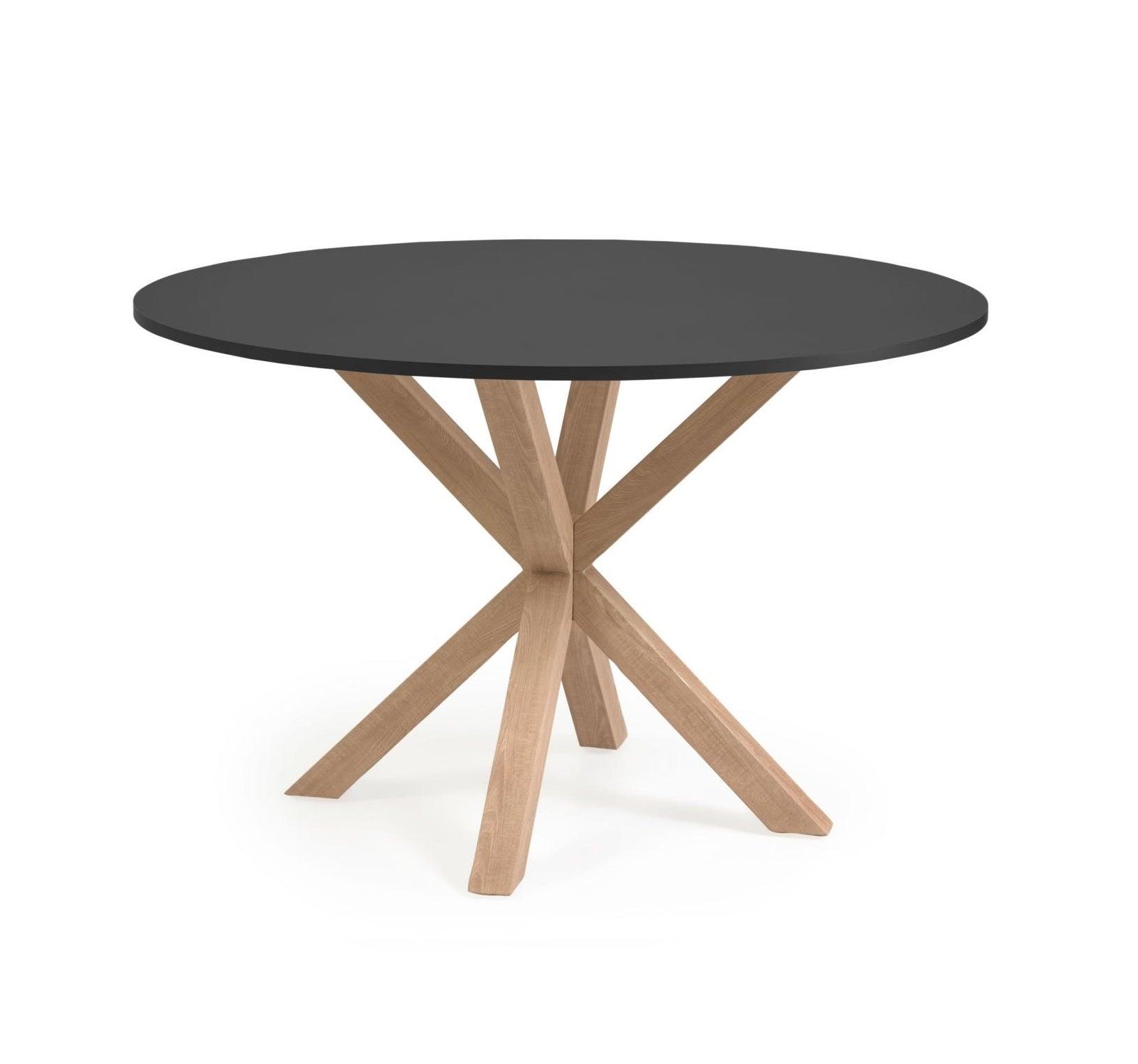 Stół okrągły ARGO czarny z drewnianą podstawą La Forma Eye on Design