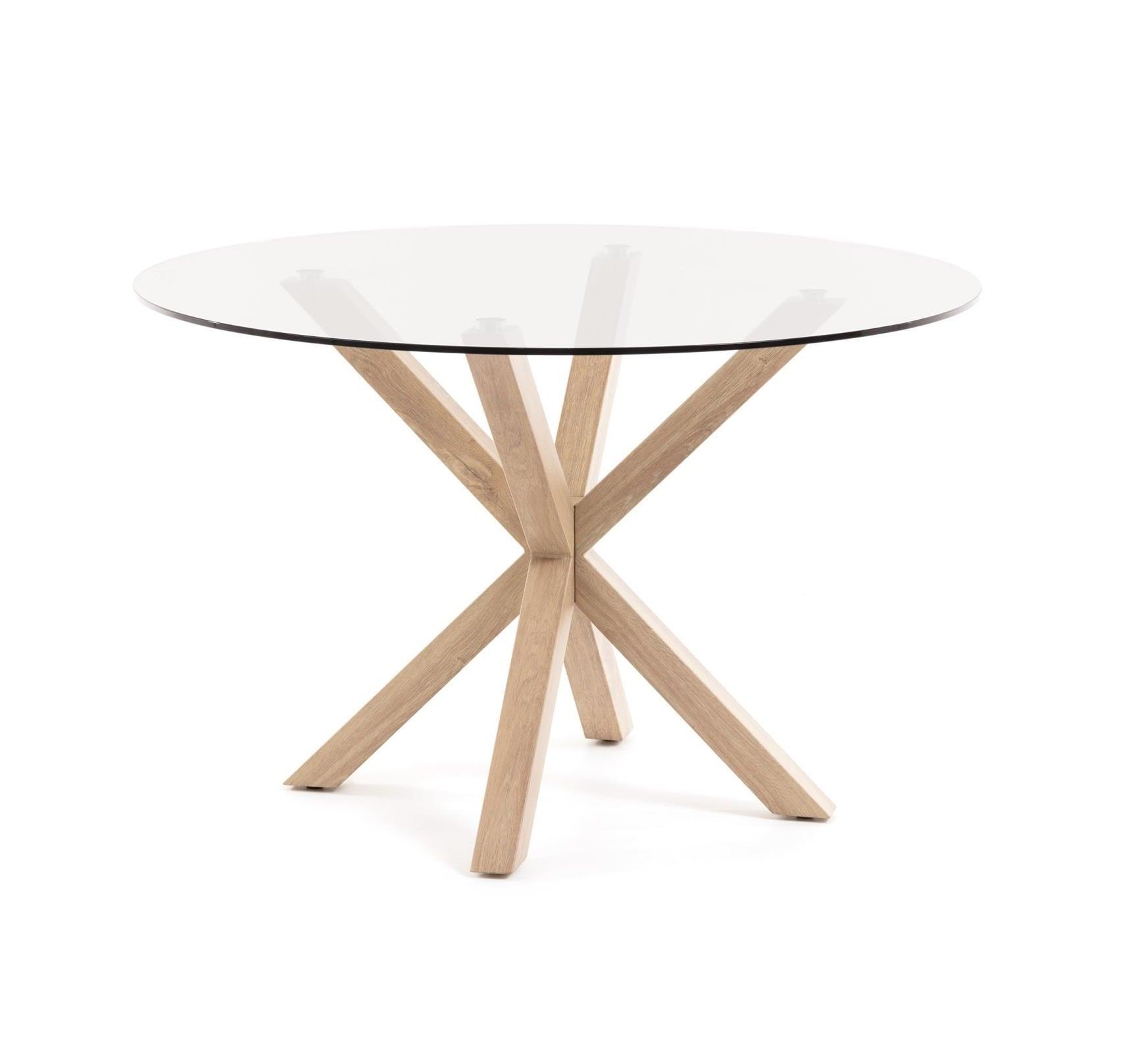 Stół okrągły ARGO szklany z drewnianą podstawą La Forma Eye on Design