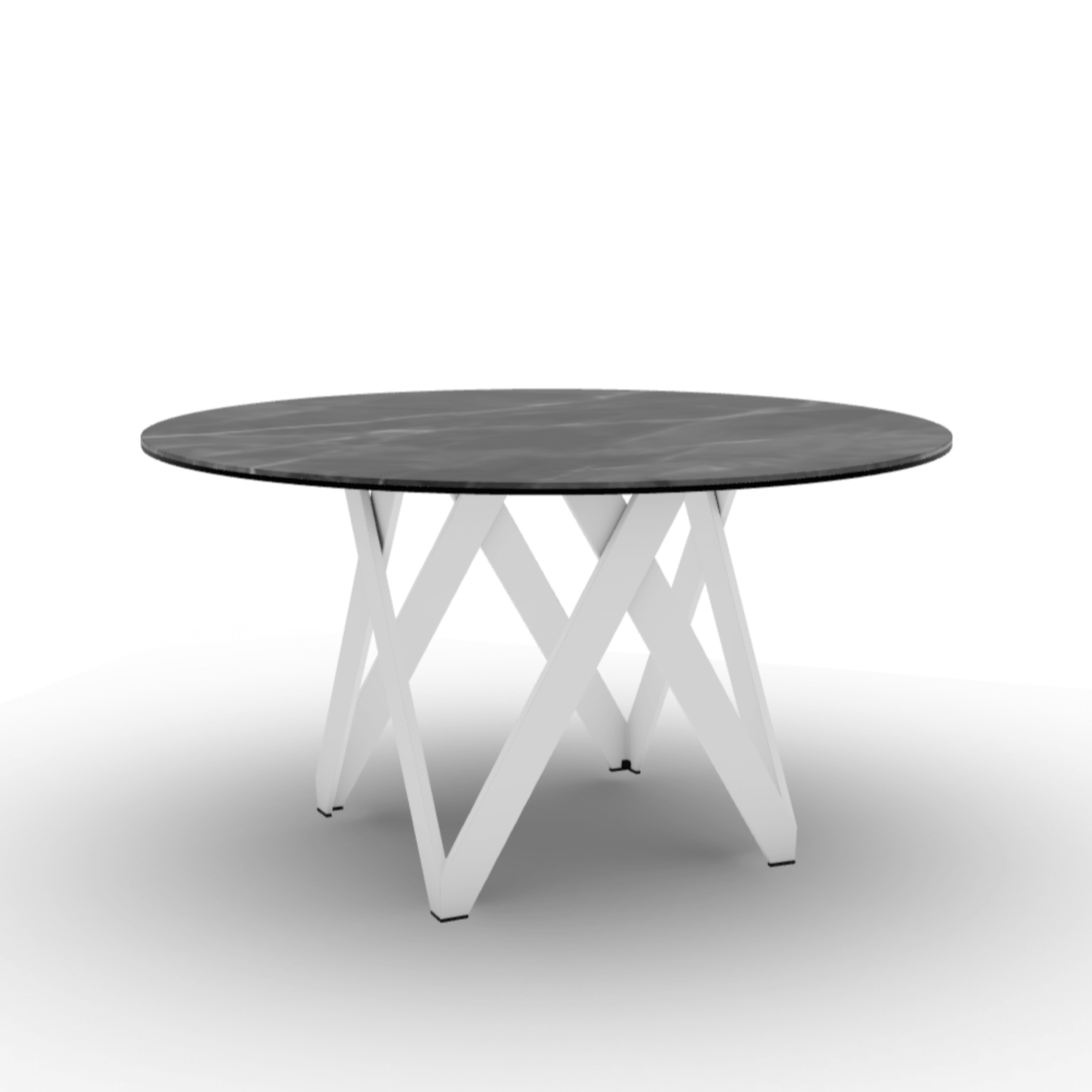 Stół okrągły CARTESIO antracytowy marmur Calligaris 140 cm biały matowy metal Eye on Design