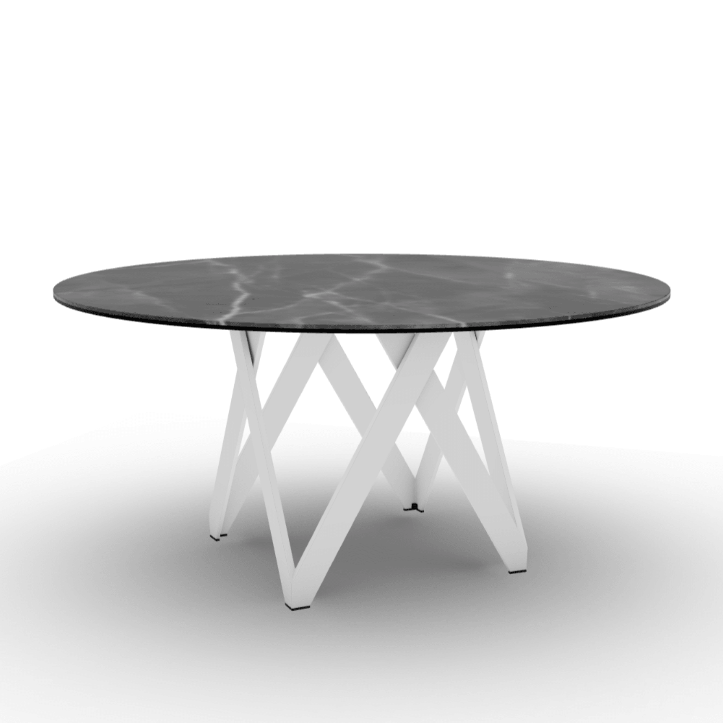 Stół okrągły CARTESIO antracytowy marmur Calligaris 160 cm biały matowy metal Eye on Design