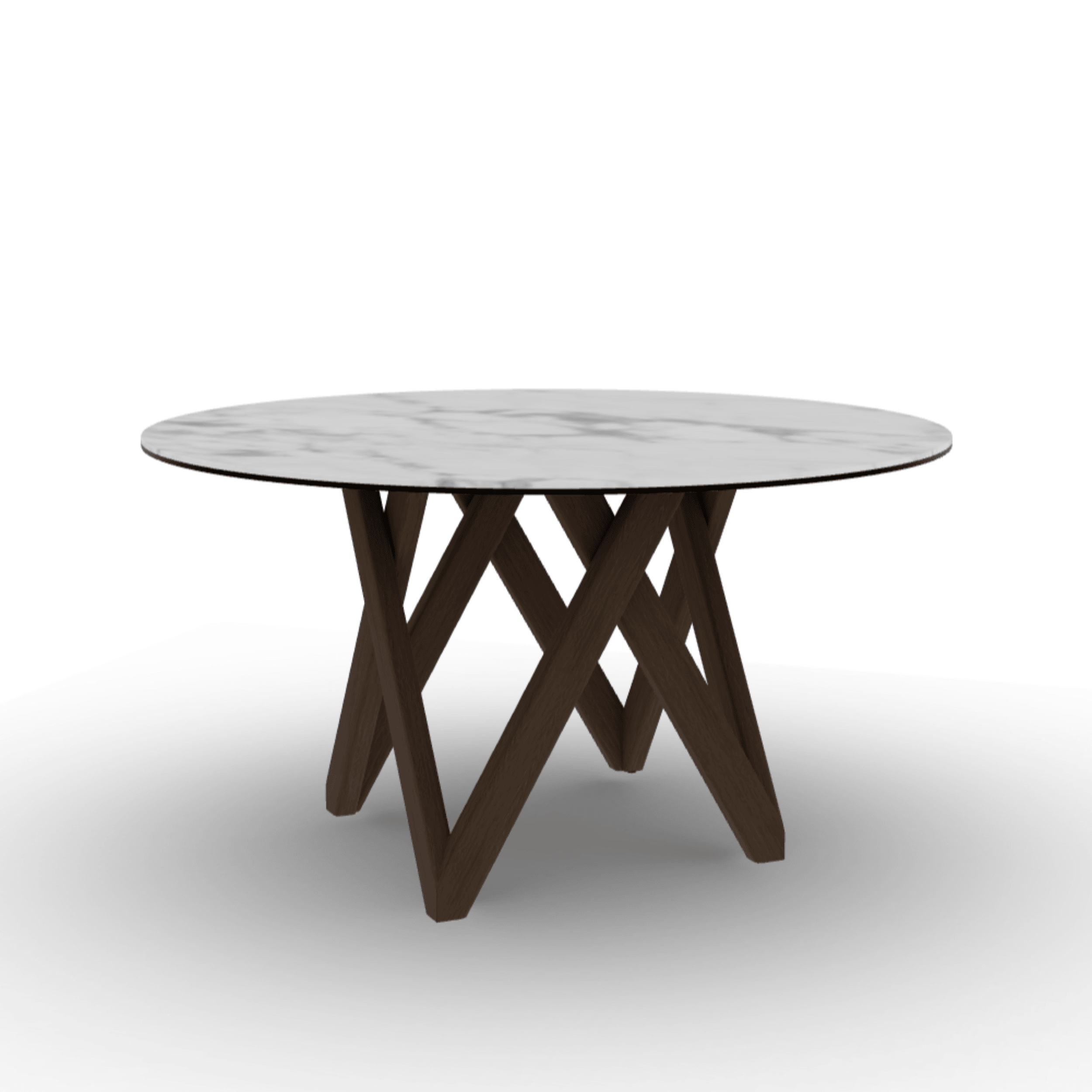 Stół okrągły CARTESIO biały marmur Calligaris 140 cm ciemnobrązowe drewno Eye on Design