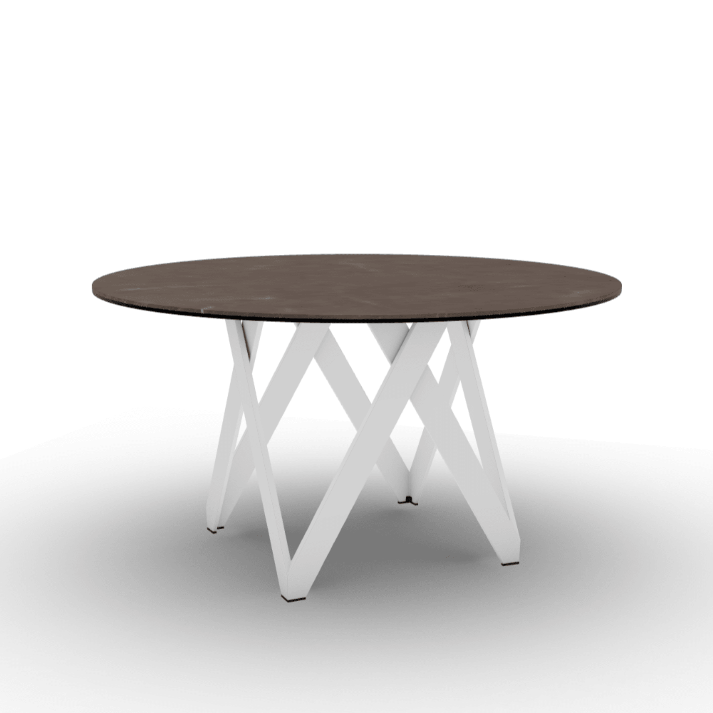 Stół okrągły CARTESIO brązowa ceramika Calligaris 140 cm biały matowy metal Eye on Design