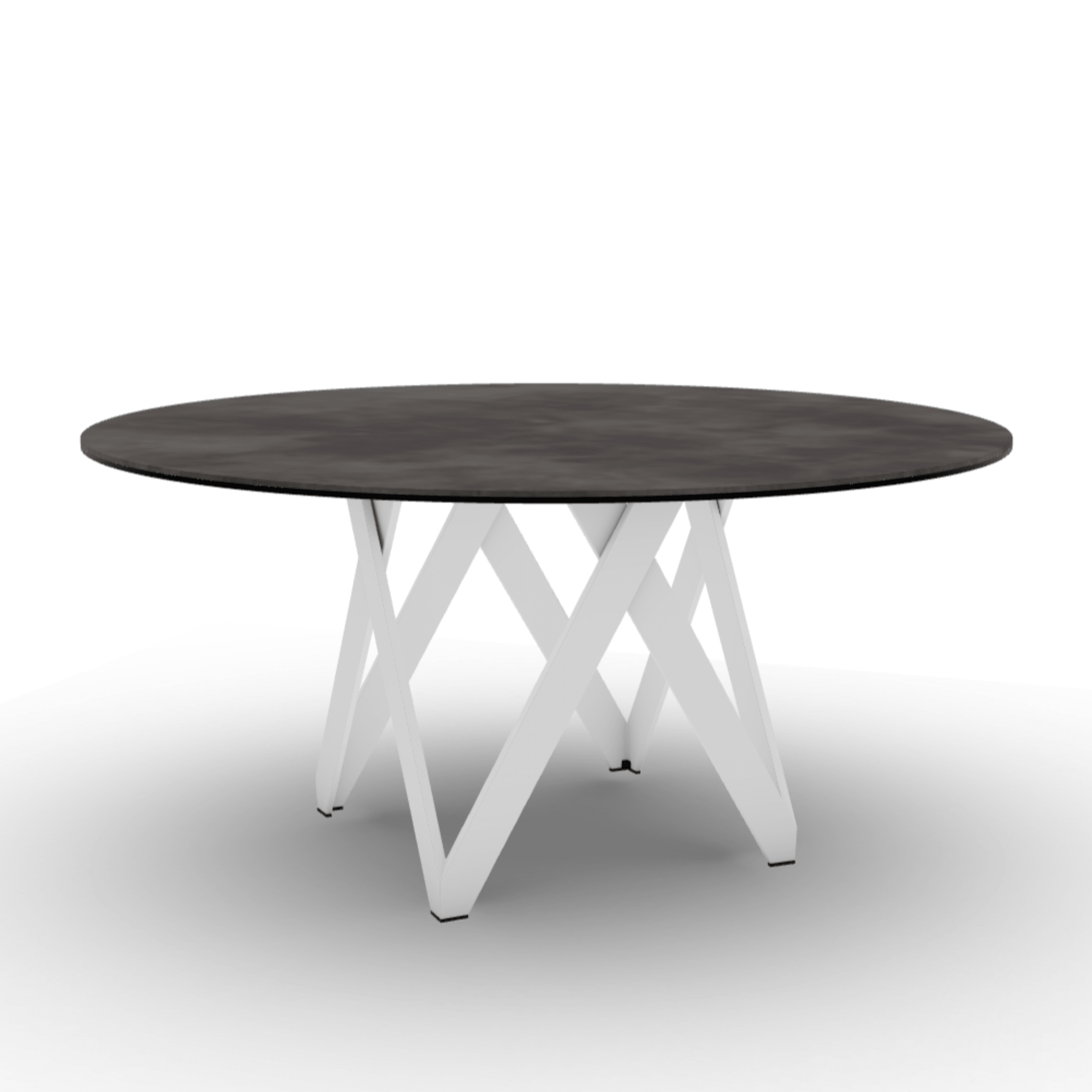 Stół okrągły CARTESIO ciemnoszara ceramika Calligaris 160 cm biały matowy metal Eye on Design