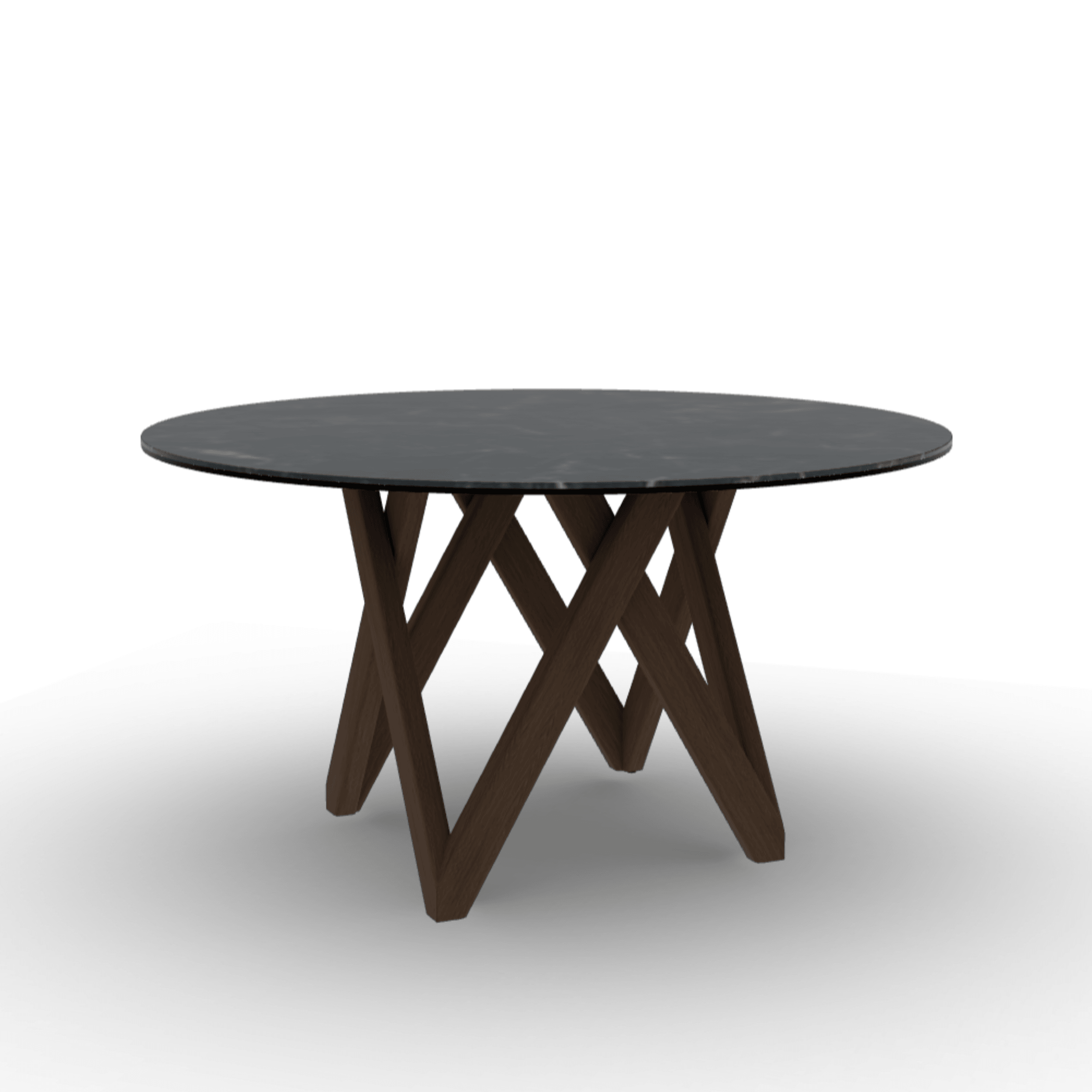 Stół okrągły CARTESIO czarny marmur Calligaris 140 cm ciemnobrązowe drewno Eye on Design