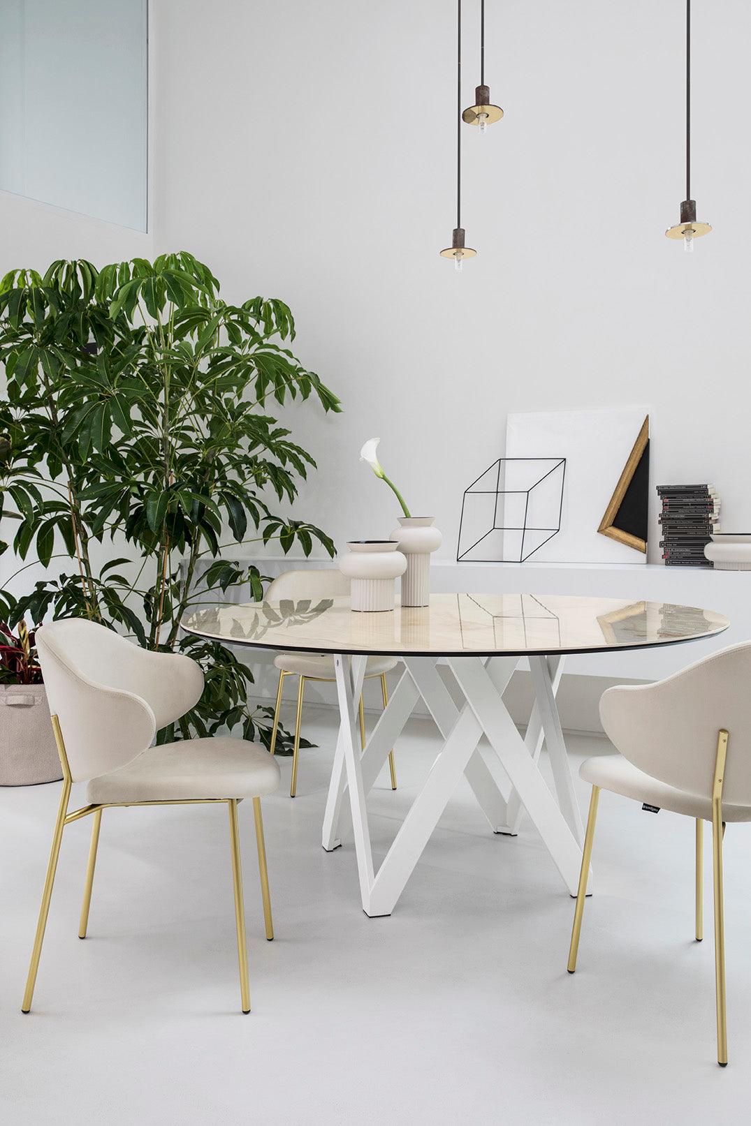 Stół okrągły CARTESIO jasnoszara ceramika Calligaris Eye on Design