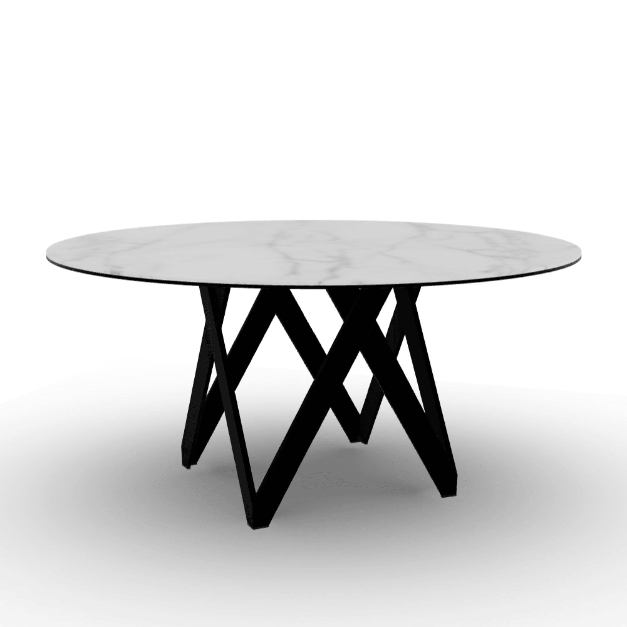 Stół okrągły CARTESIO kremowy marmur Calligaris 160 cm czarny matowy metal Eye on Design