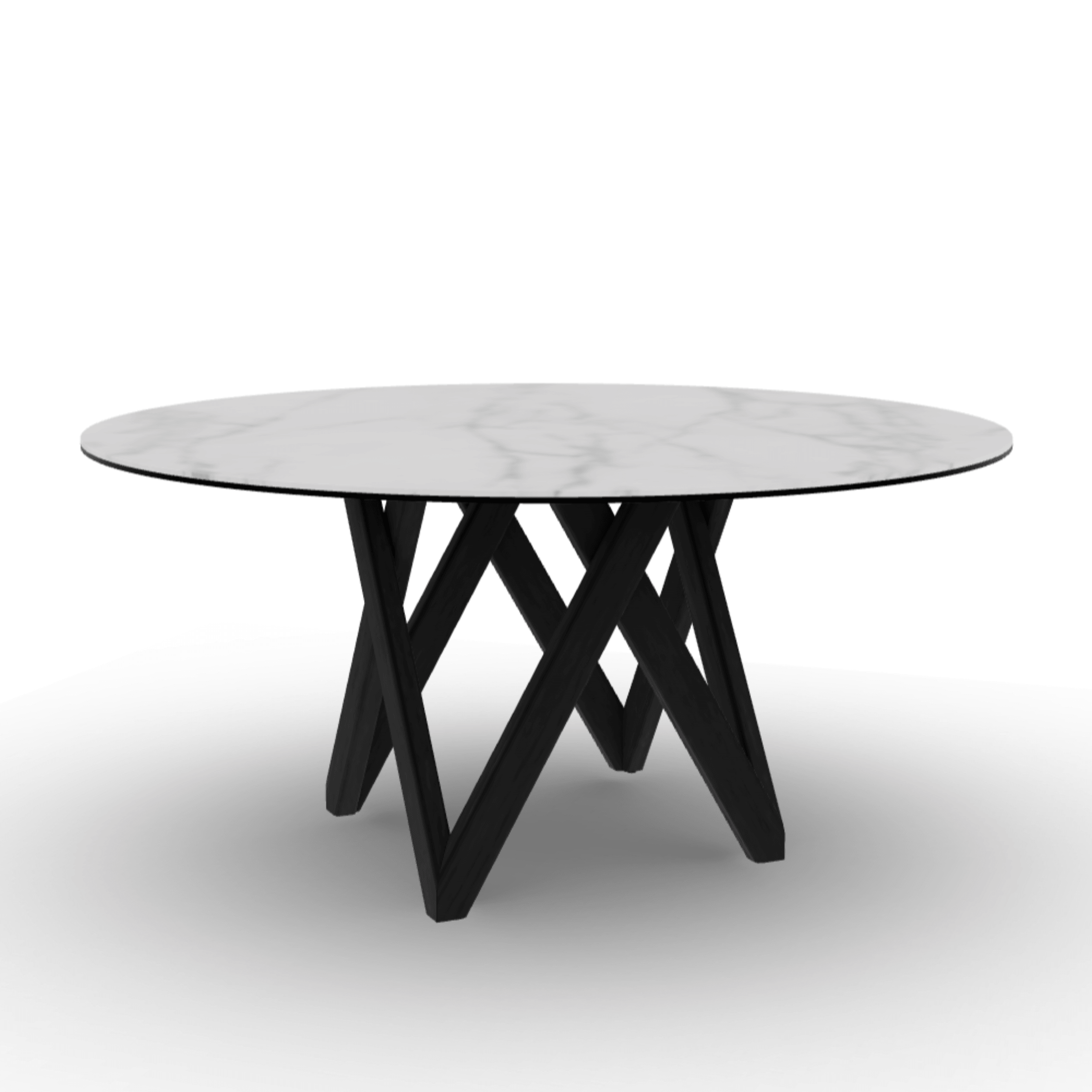 Stół okrągły CARTESIO kremowy marmur Calligaris 160 cm czarne matowe drewno Eye on Design