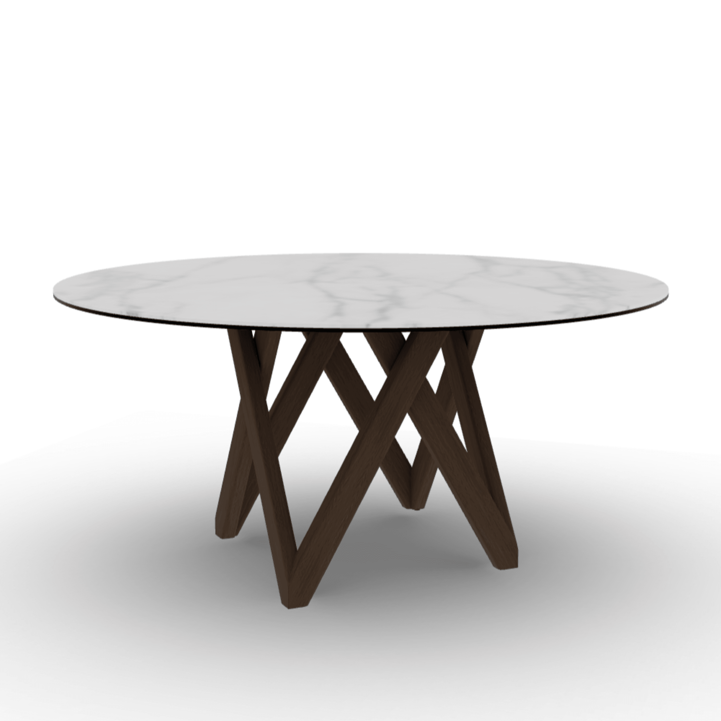 Stół okrągły CARTESIO kremowy marmur Calligaris 160 cm ciemnobrązowe drewno Eye on Design