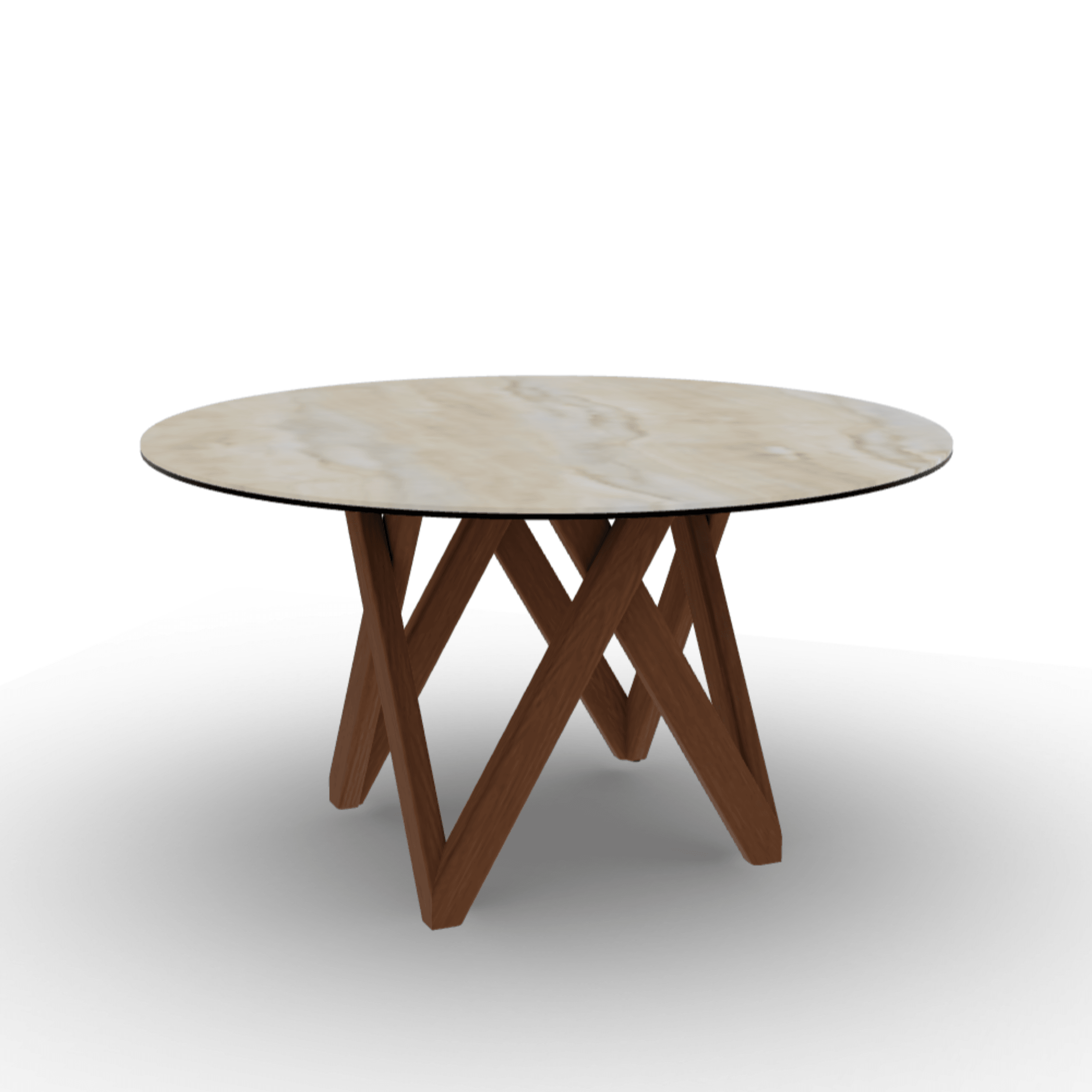 Stół okrągły CARTESIO piaskowy marmur Calligaris 140 cm orzechowe drewno Eye on Design