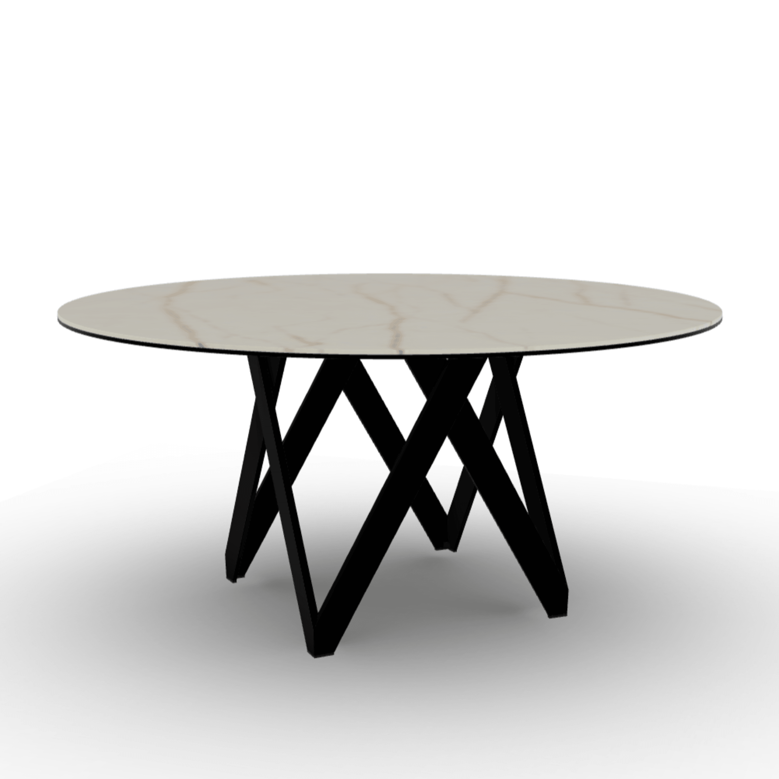 Stół okrągły CARTESIO złoty marmur Calligaris 160 cm czarny matowy metal Eye on Design