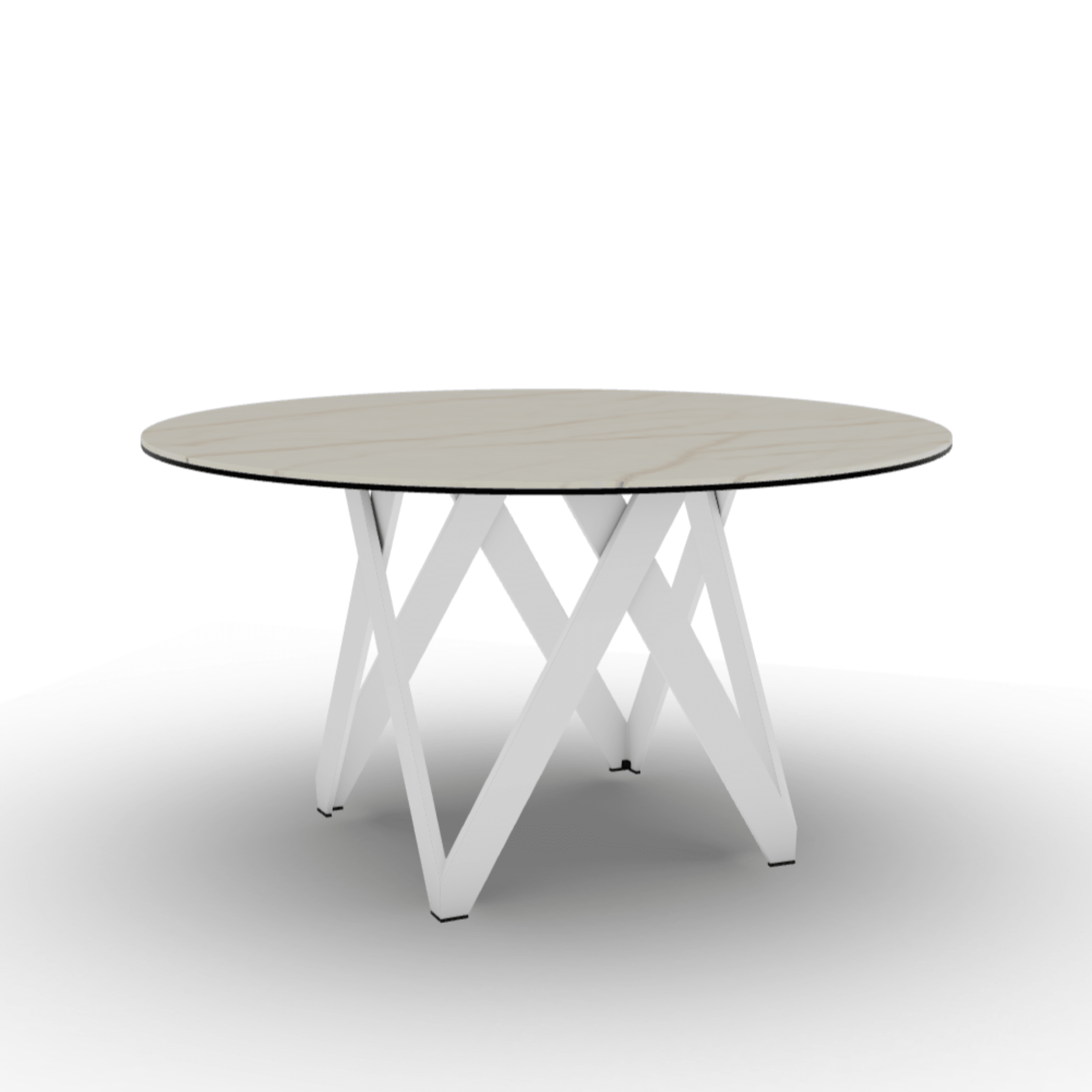 Stół okrągły CARTESIO złoty marmur Calligaris 140 cm biały matowy metal Eye on Design