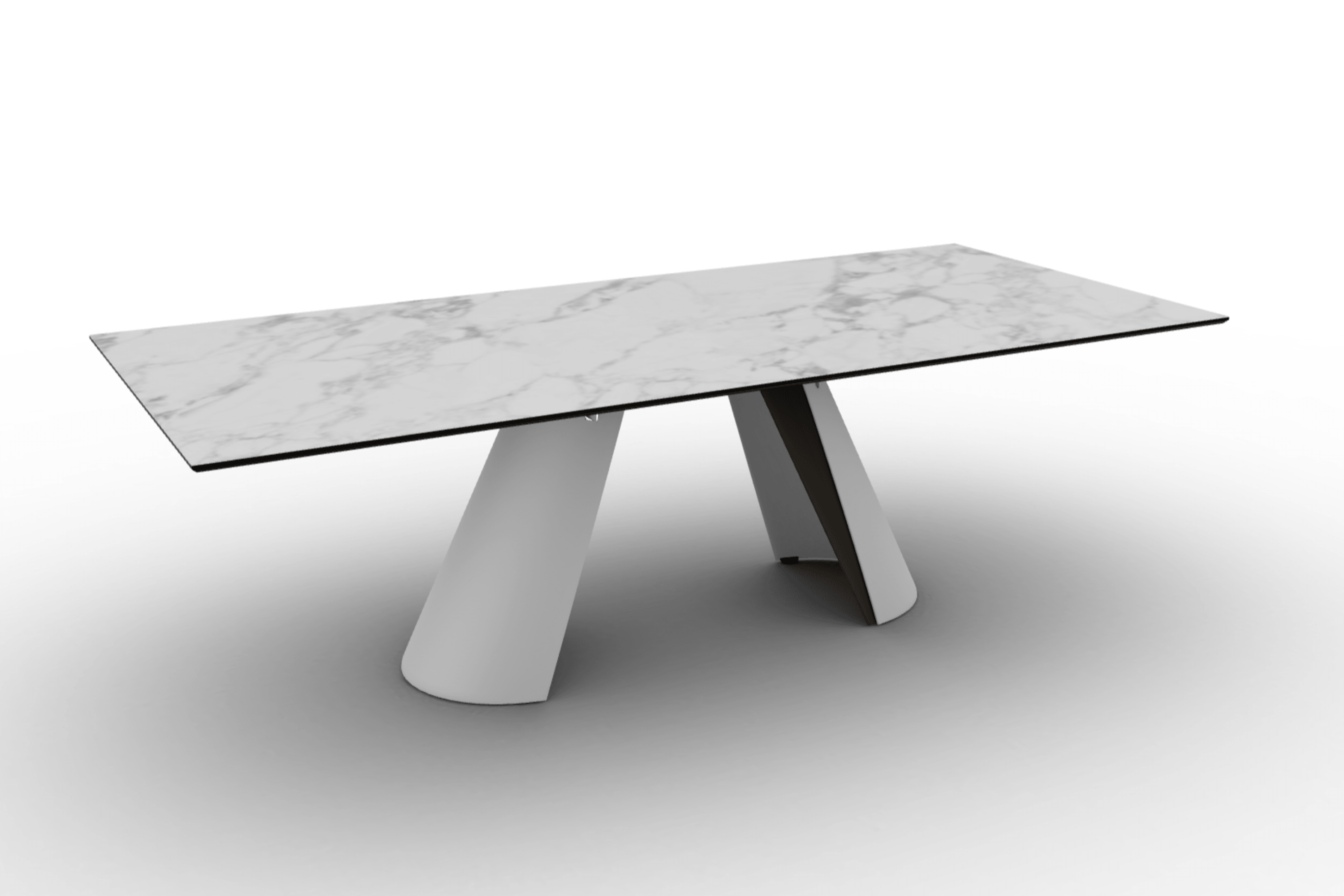 Stół prostokątny APIAN biały marmur Calligaris matowa biel matowy brąz Eye on Design