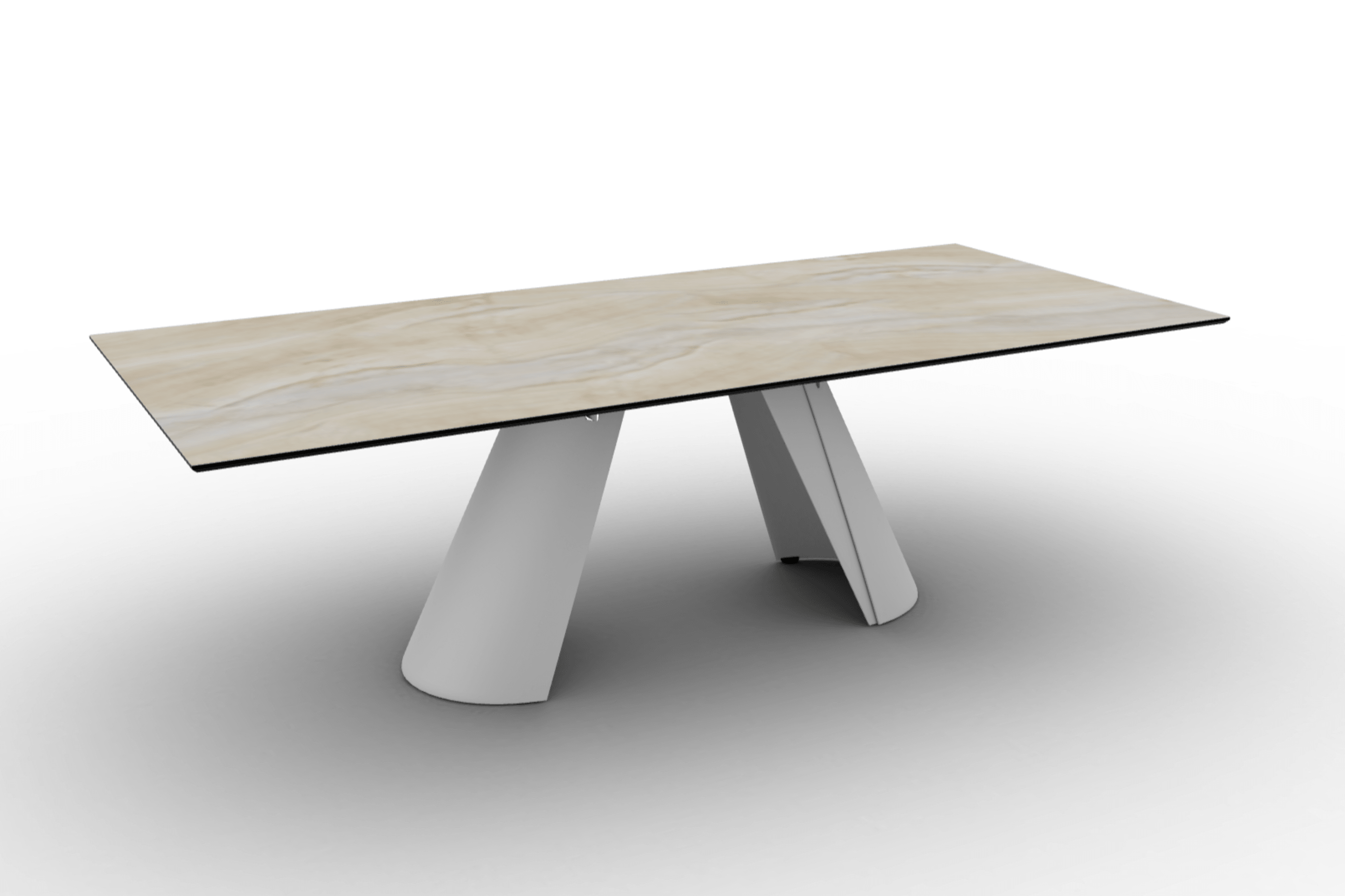 Stół prostokątny APIAN piaskowy marmur Calligaris matowa biel matowa biel Eye on Design