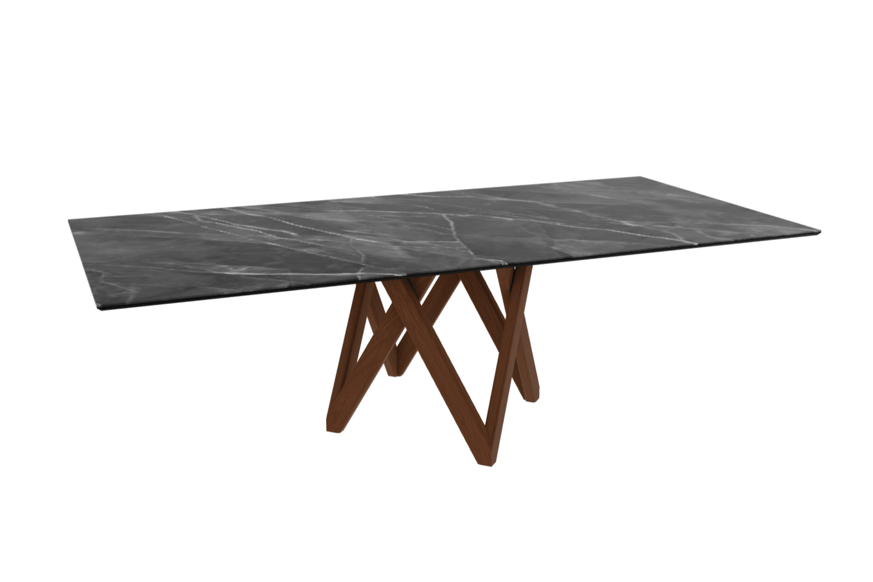 Stół prostokątny CARTESIO antracytowy marmur z drewnianą podstawą Calligaris 250 cm orzechowy Eye on Design